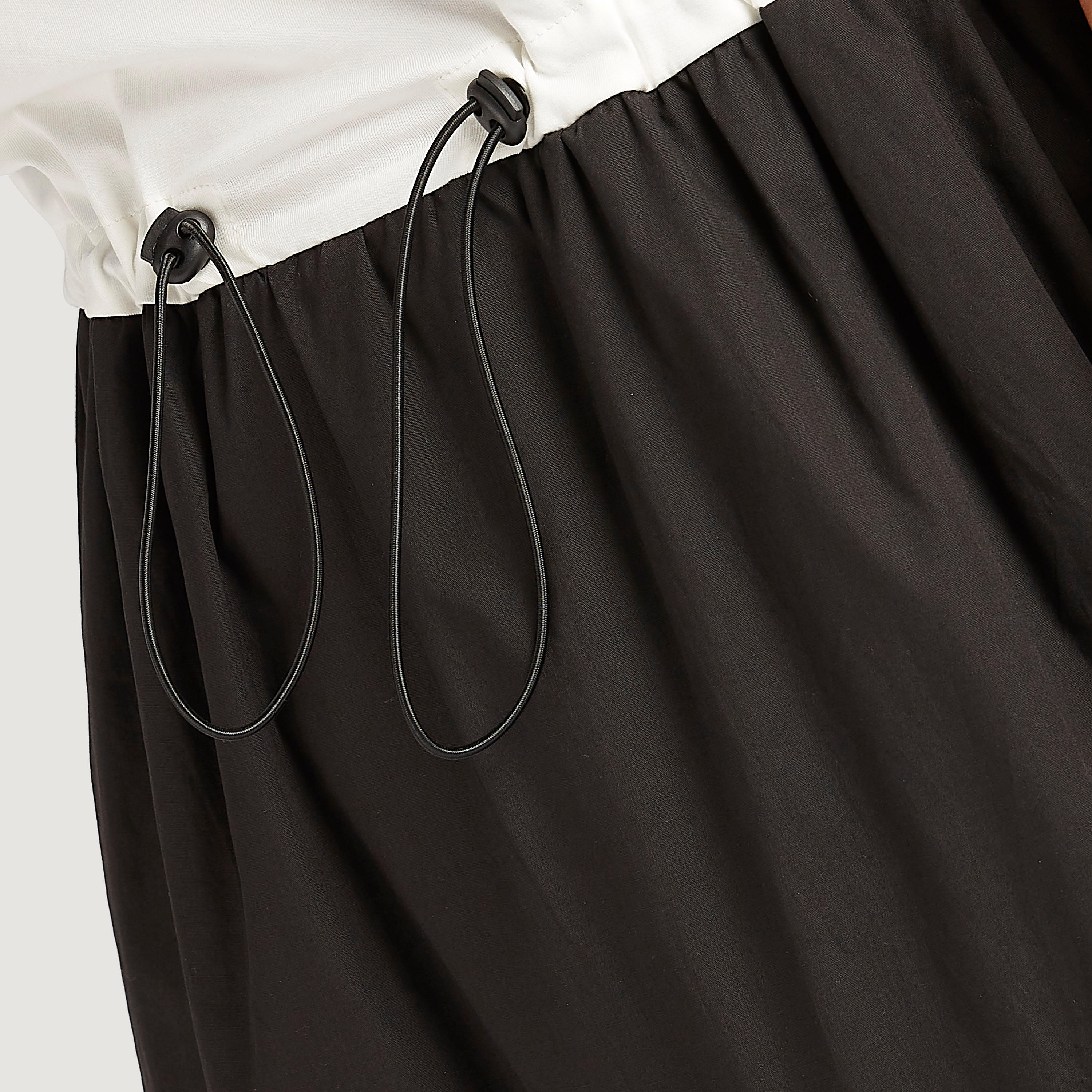 فستان ميدي إيه لاين سادة بأكمام قصيرة ورباط-women-clothing-dresses-image-3