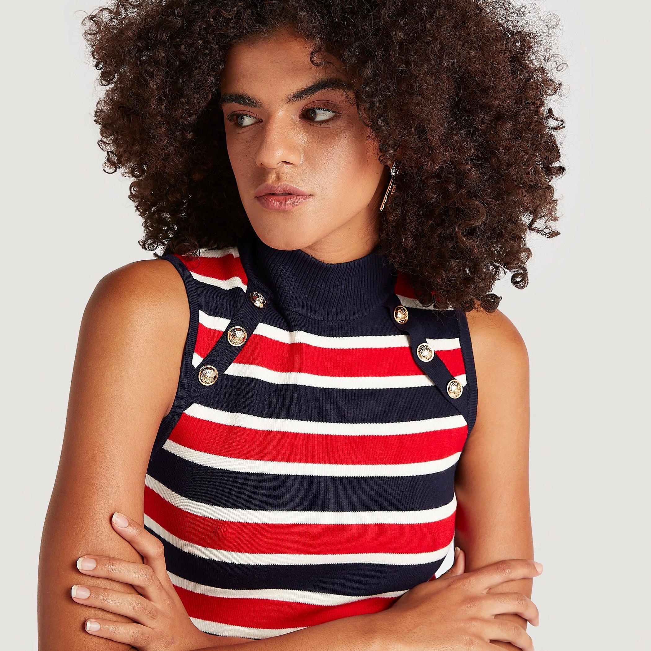 Striped Sleeveless Sweater with Button Detail and High Neck-women-clothing-cardigansandjumpers-jumpers-image-3