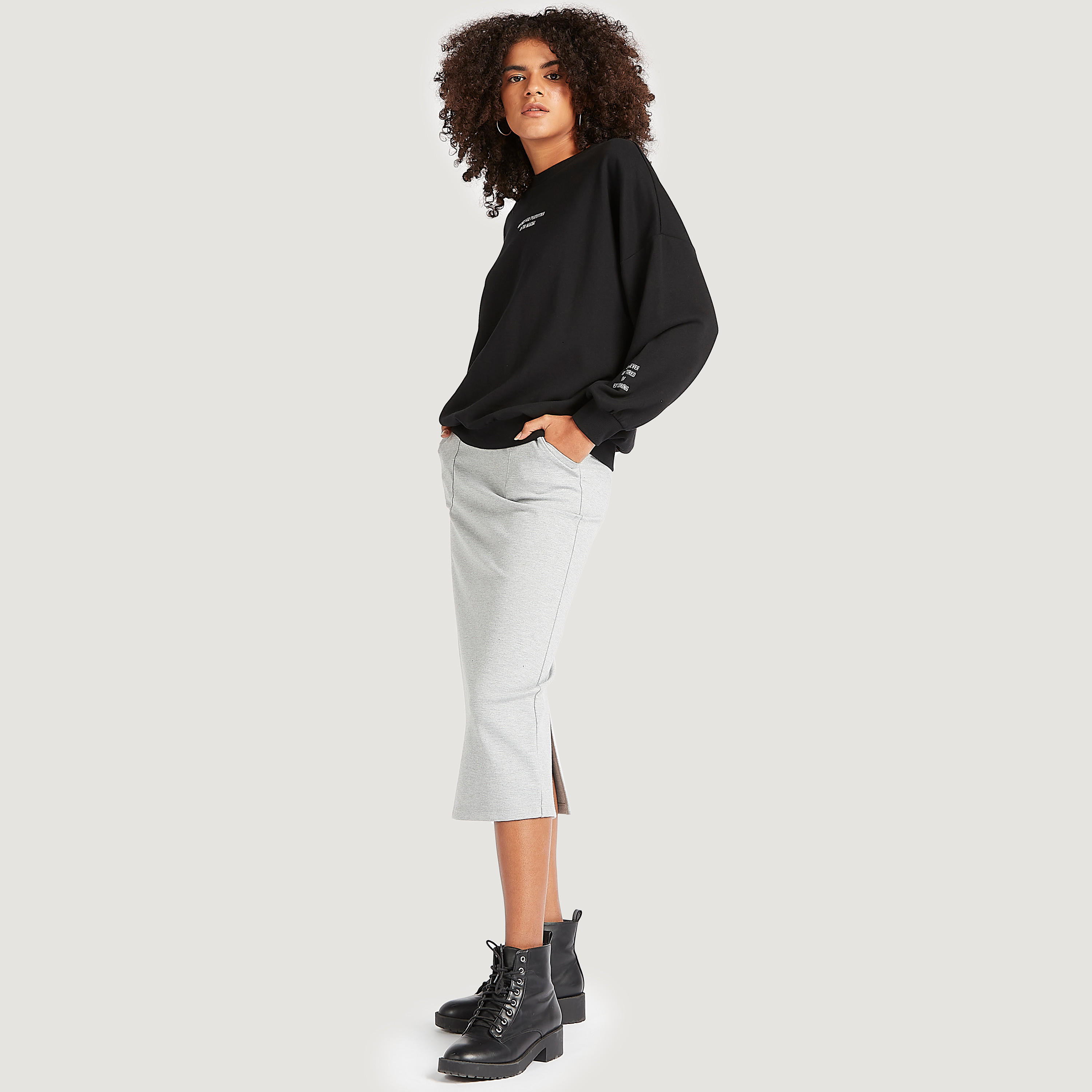 Solid A-line Midi Skirt with Drawstring Closure-women-clothing-bottoms-skirts-image-2