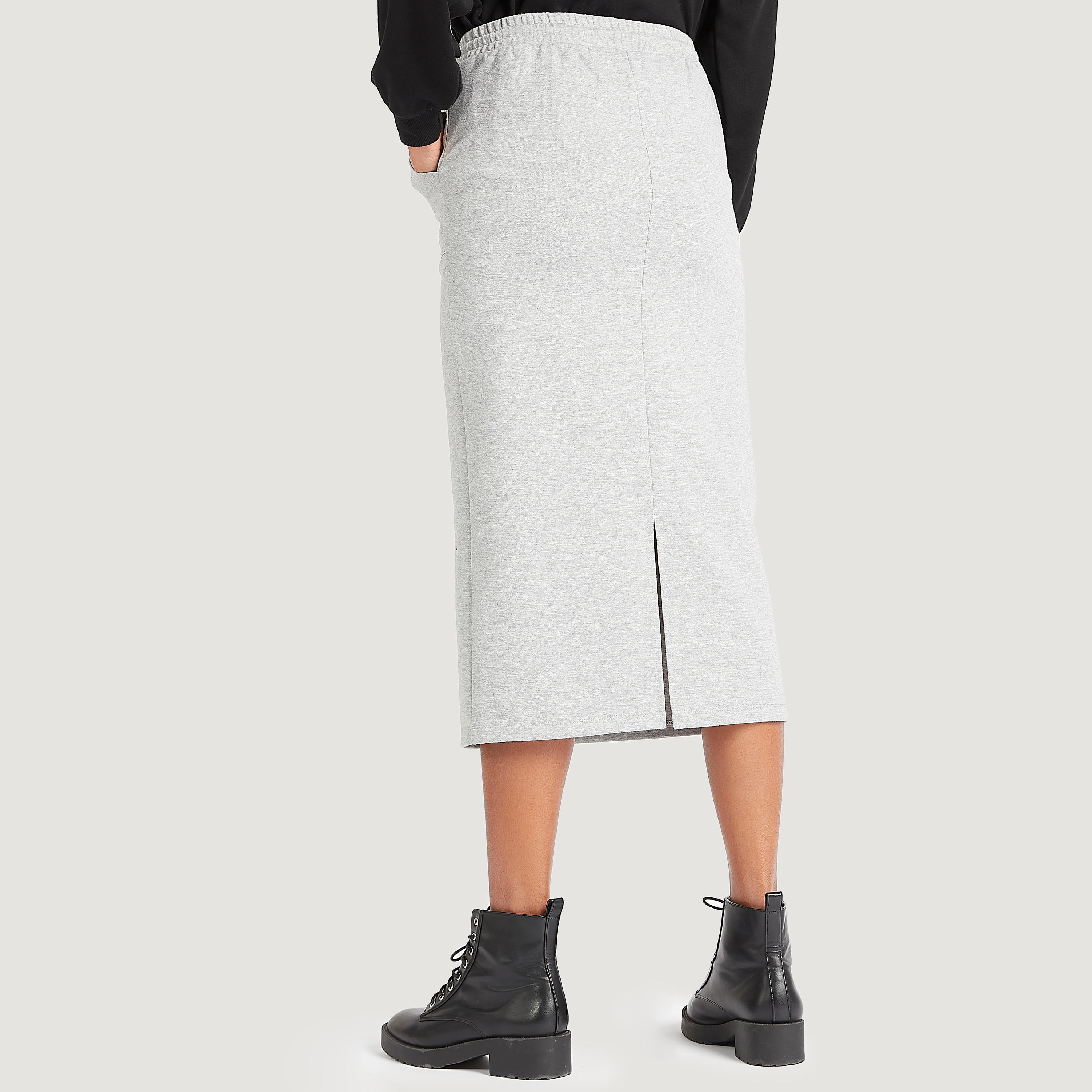Solid A-line Midi Skirt with Drawstring Closure-women-clothing-bottoms-skirts-image-4