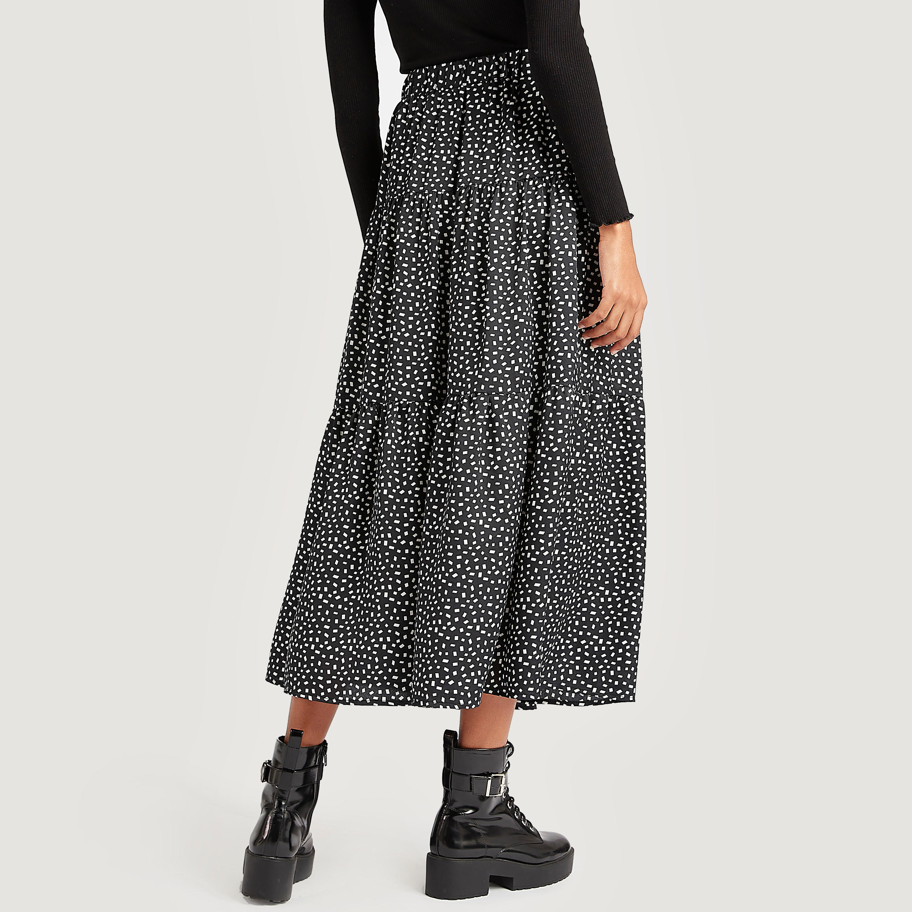 تنورة إيه لاين ميدي بخصر مطّاطي وطبعات-women-clothing-bottoms-skirts-image-4