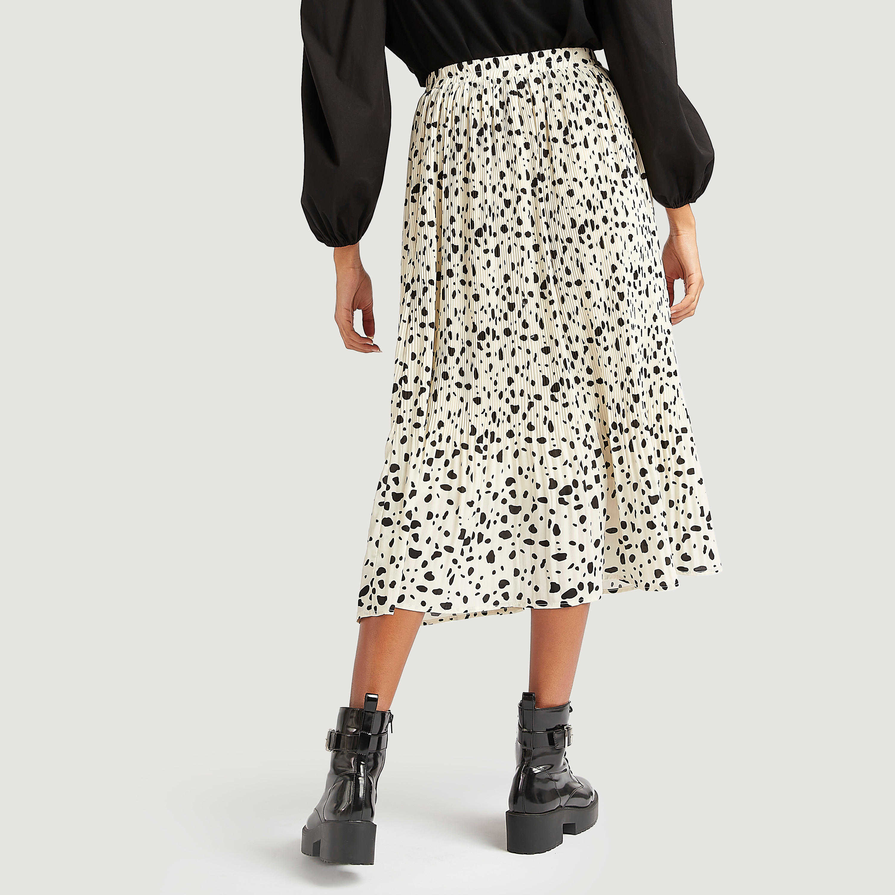 تنّورة ميدي إيه لاين بطبعات حيوانات وثنايا وخصر مطّاطي-women-clothing-bottoms-skirts-image-4