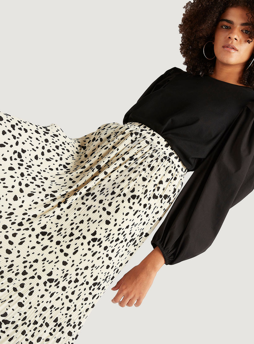 تنّورة ميدي إيه لاين بطبعات حيوانات وثنايا وخصر مطّاطي-women-clothing-bottoms-skirts-image-5