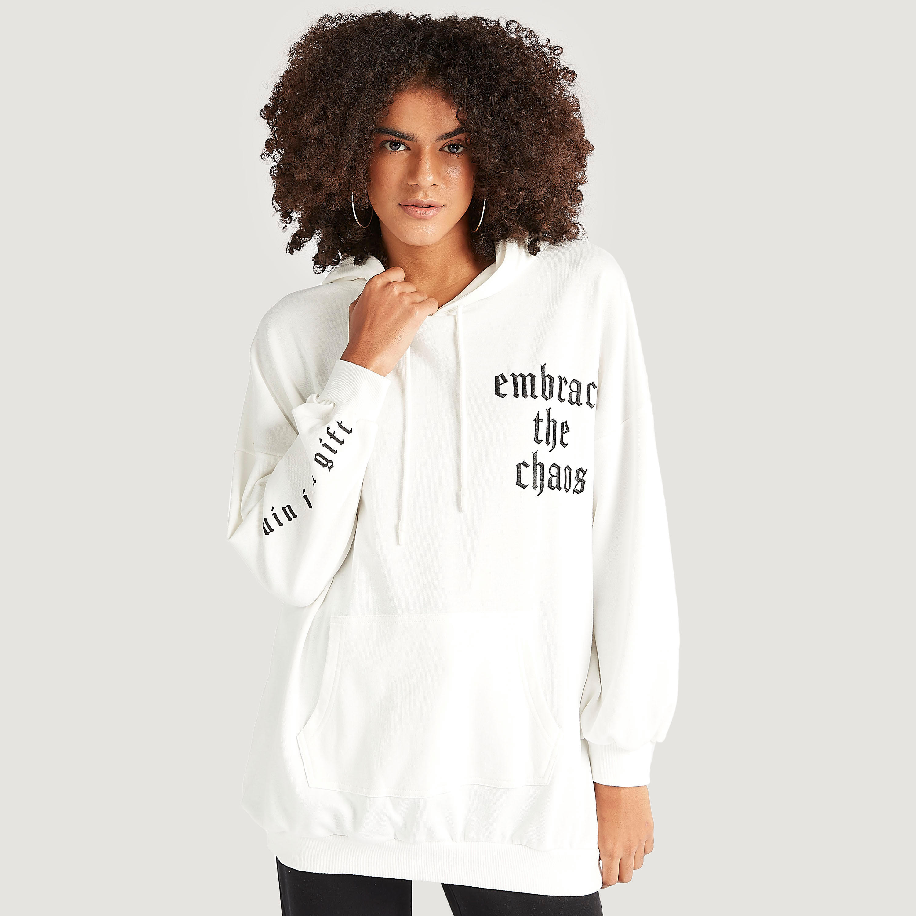 Slogan Print Hooded Sweatshirt with Kangaroo Pocket-women-winterwear-hoodiesandsweatshirts-hoodies-image-1