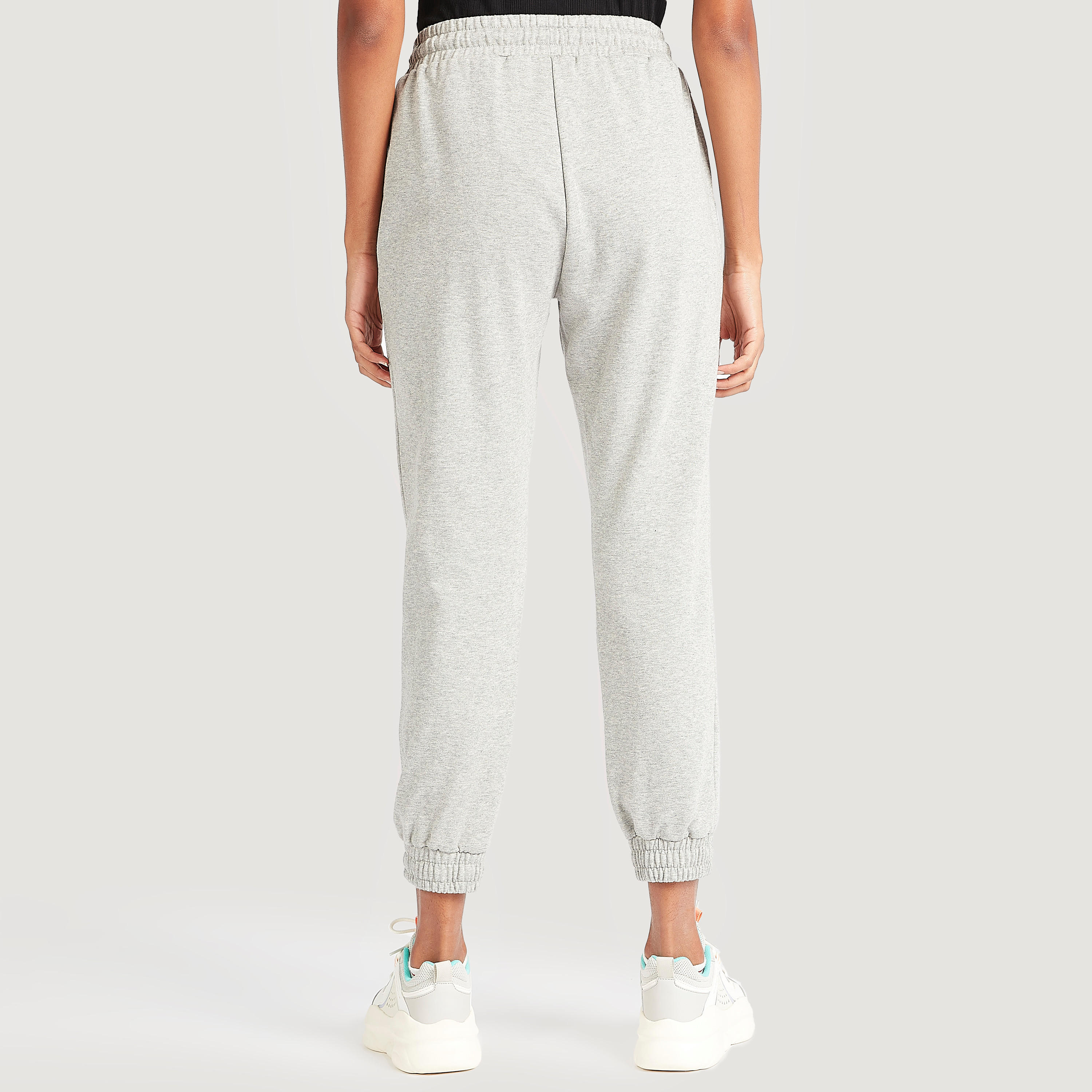 بنطلون رياضي سادة بقصة سليم ورباط إغلاق-women-clothing-bottoms-joggers-image-2
