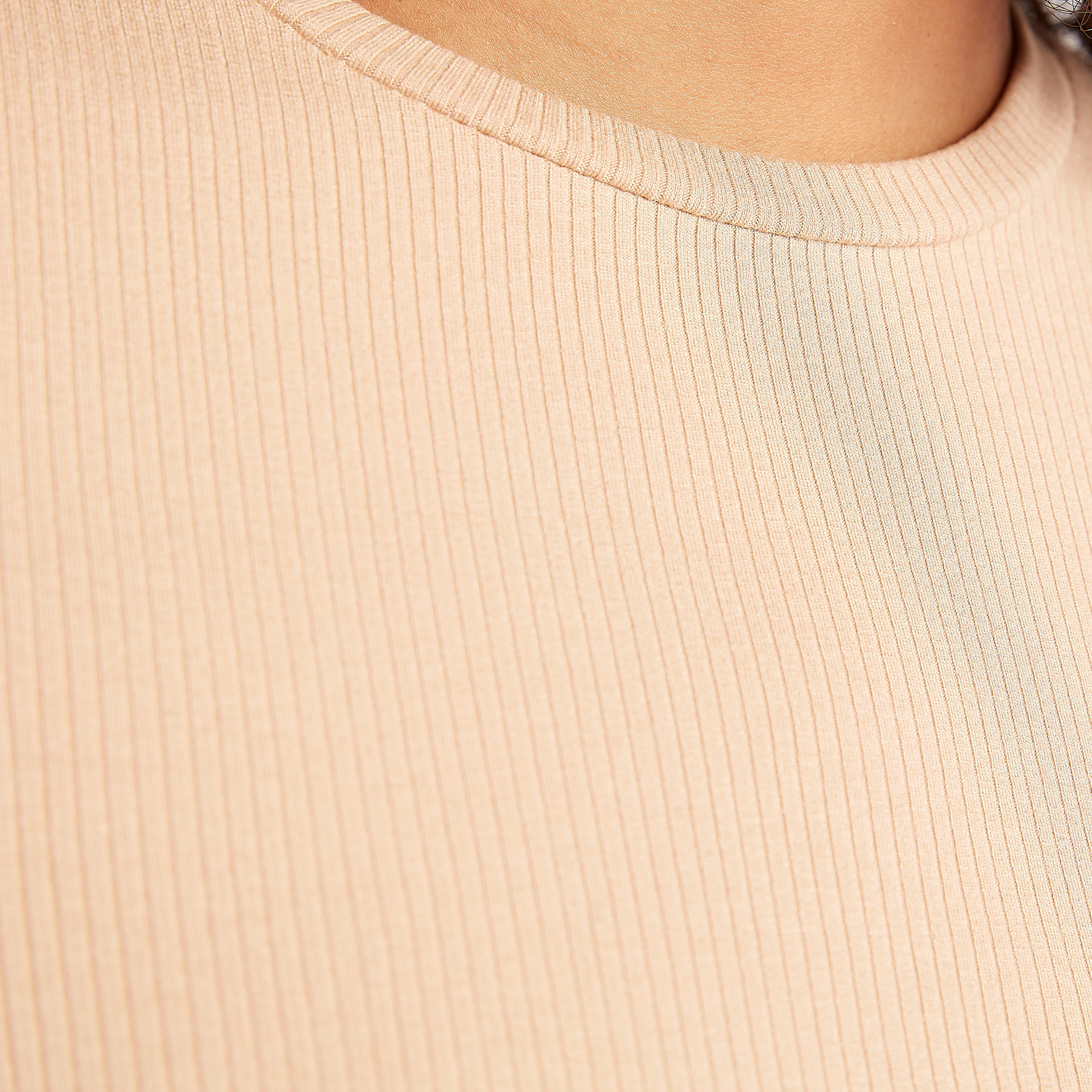 Textured T-shirt with Long Sleeves and Crew Neck-women-clothing-tshirts-image-5