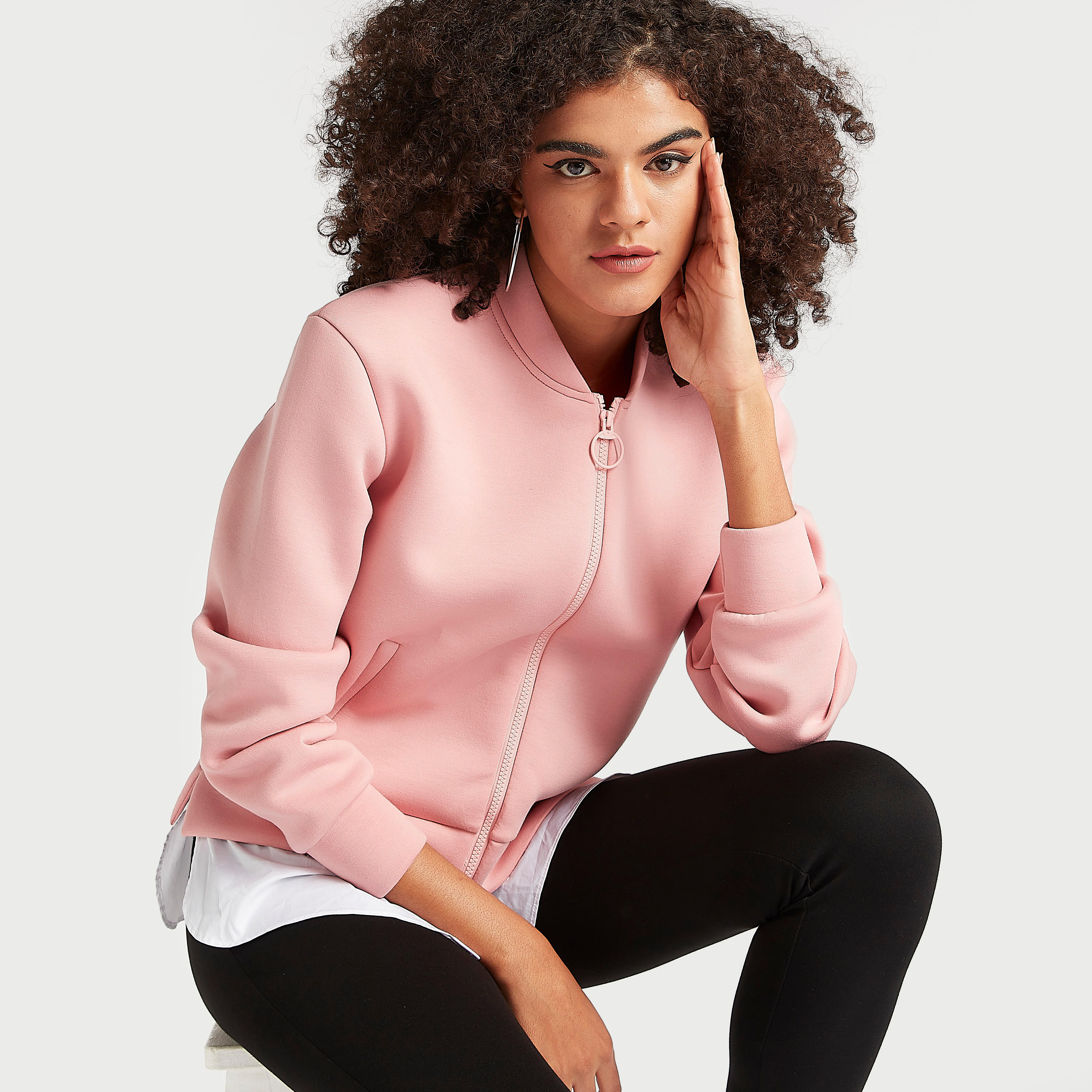 Solid Zip Through Lightweight Jacket with Long Sleeves and Pockets-women-winterwear-coatsandjackets-jackets-image-6
