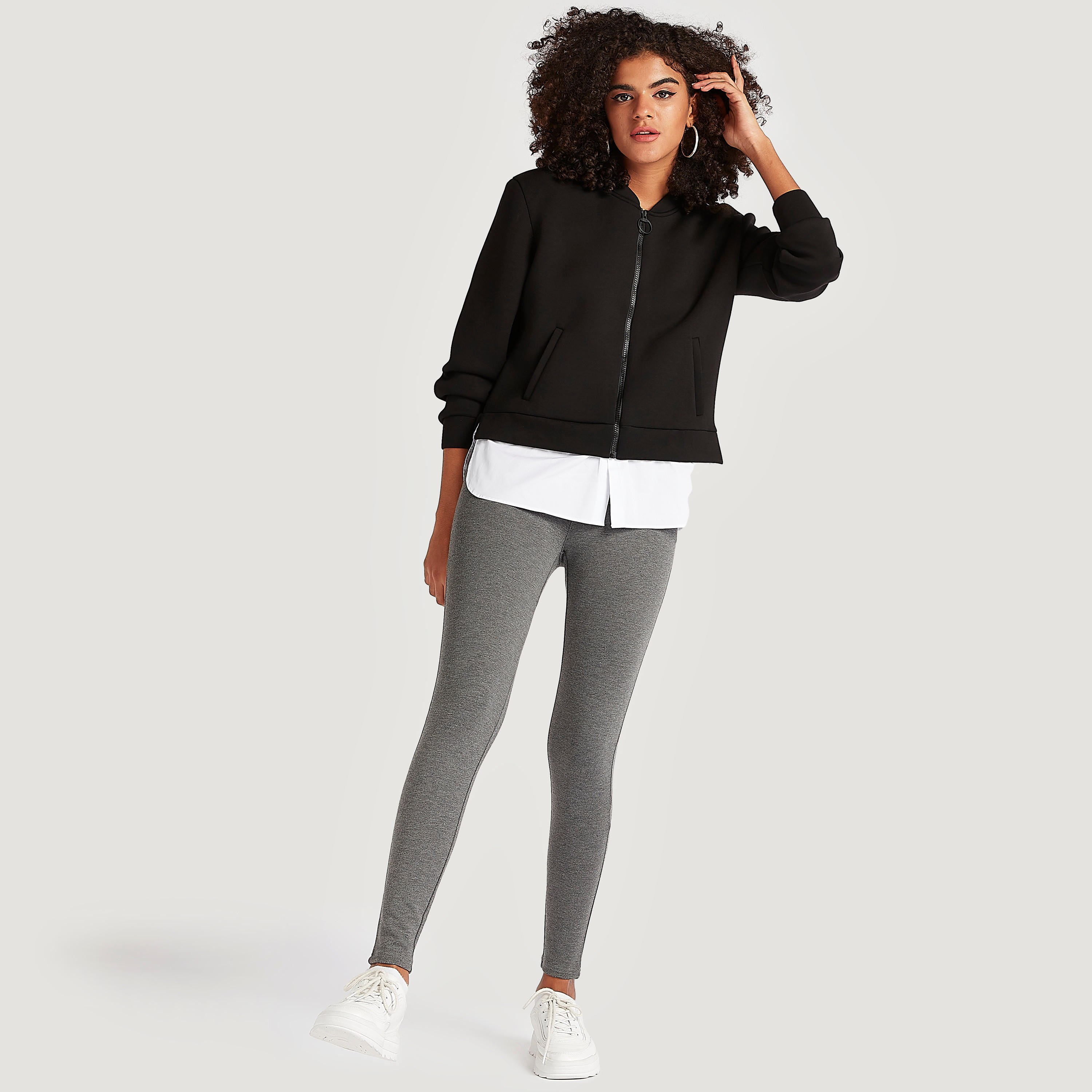 Solid Slim Fit High-Rise Leggings with Elasticated Waistband-women-clothing-bottoms-leggings-image-2