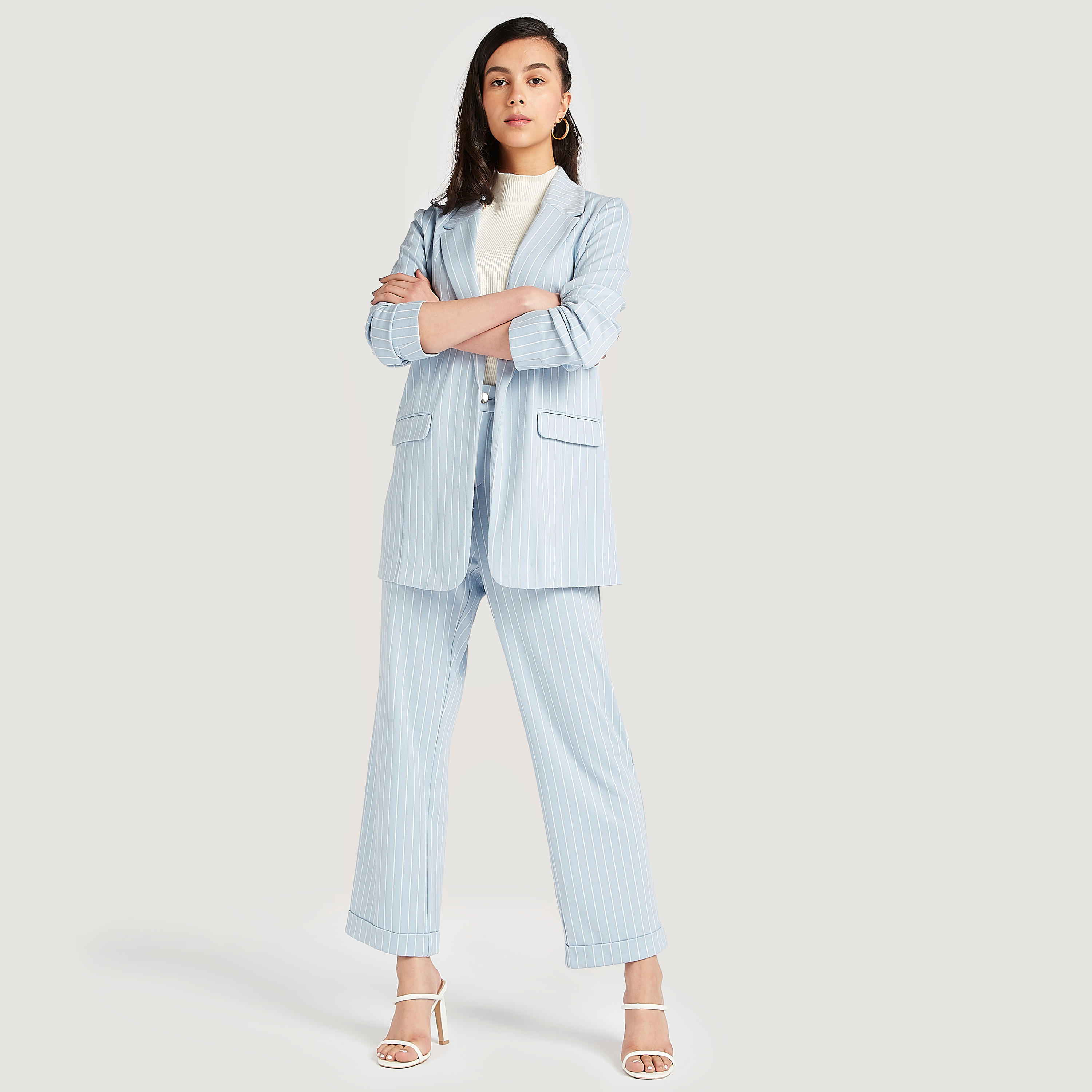 Striped High Waist Pants with Pockets-women-clothing-bottoms-trousers-image-2