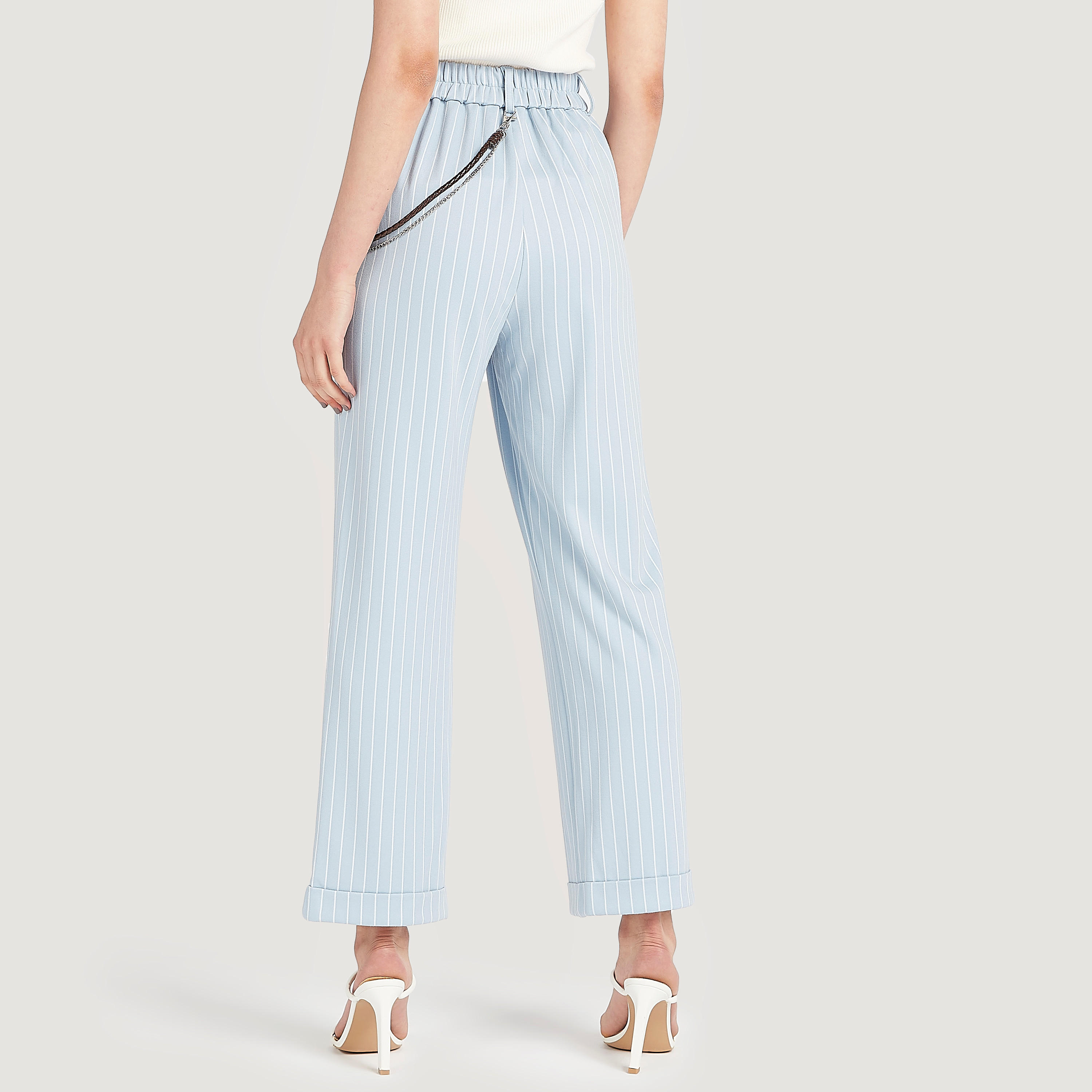Striped High Waist Pants with Pockets-women-clothing-bottoms-trousers-image-4