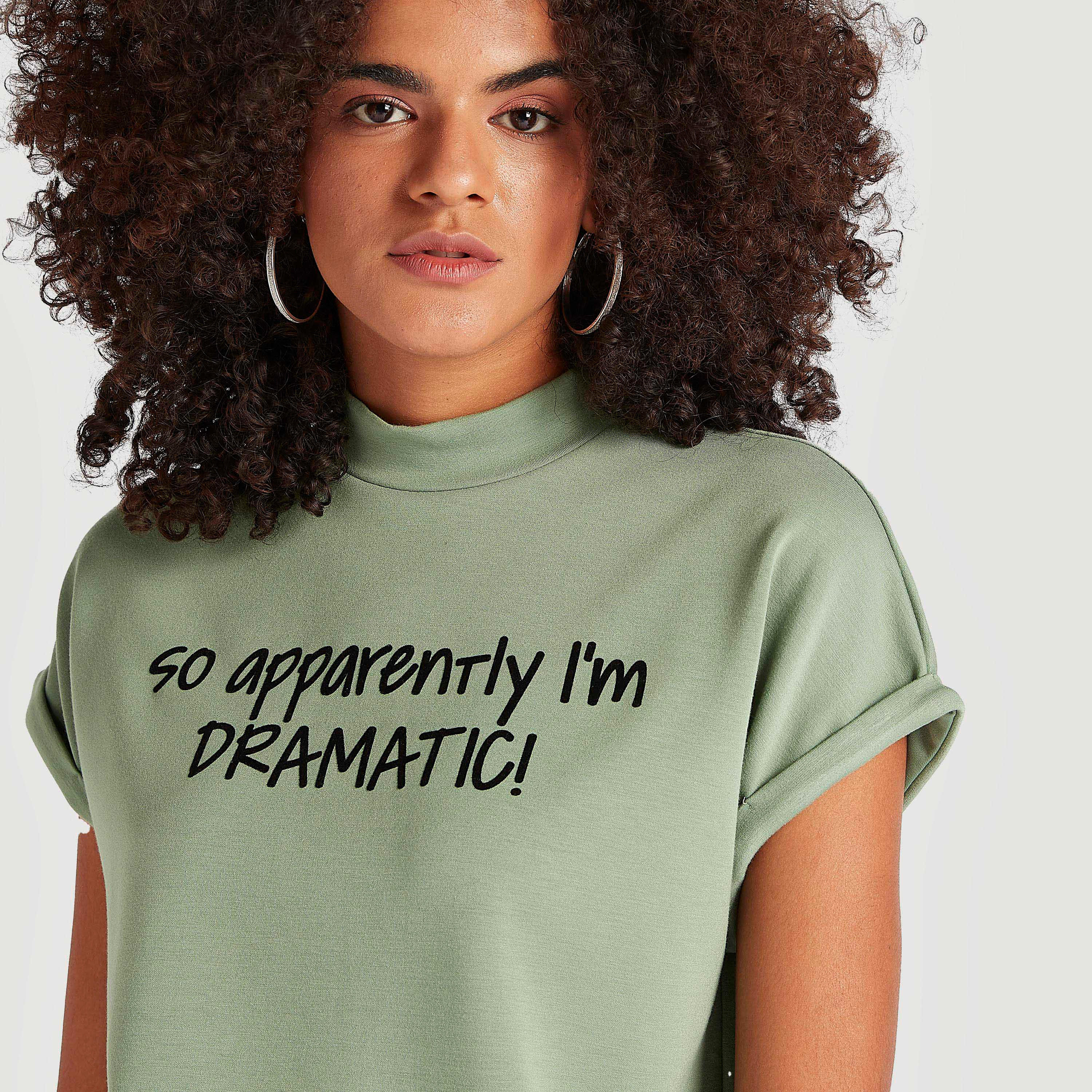 Printed T-shirt with High Neck and Cap Sleeves-women-clothing-tshirts-image-3