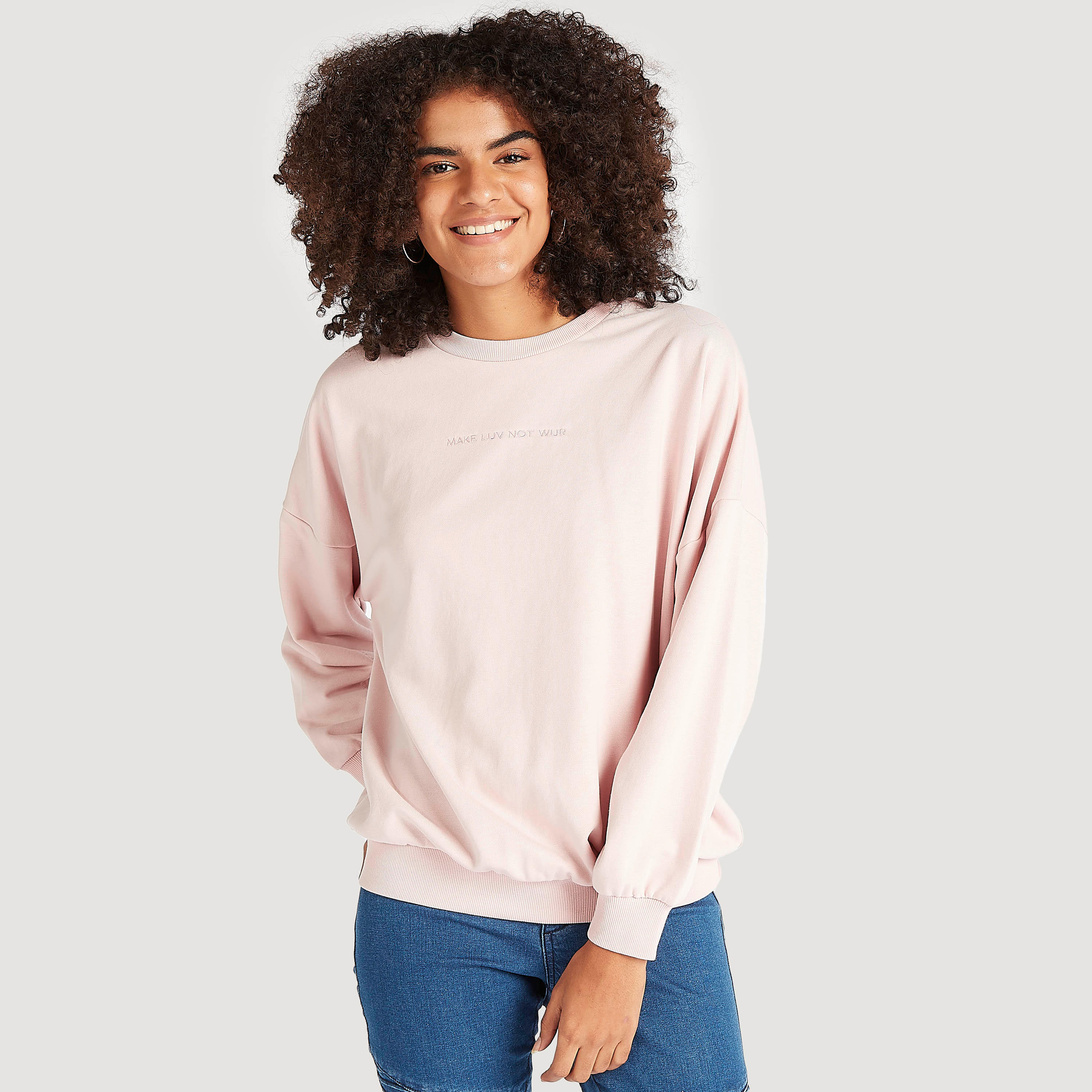 Slogan Embroidered Crew Neck Sweatshirt with Long Sleeves-women-winterwear-hoodiesandsweatshirts-sweatshirts-image-3