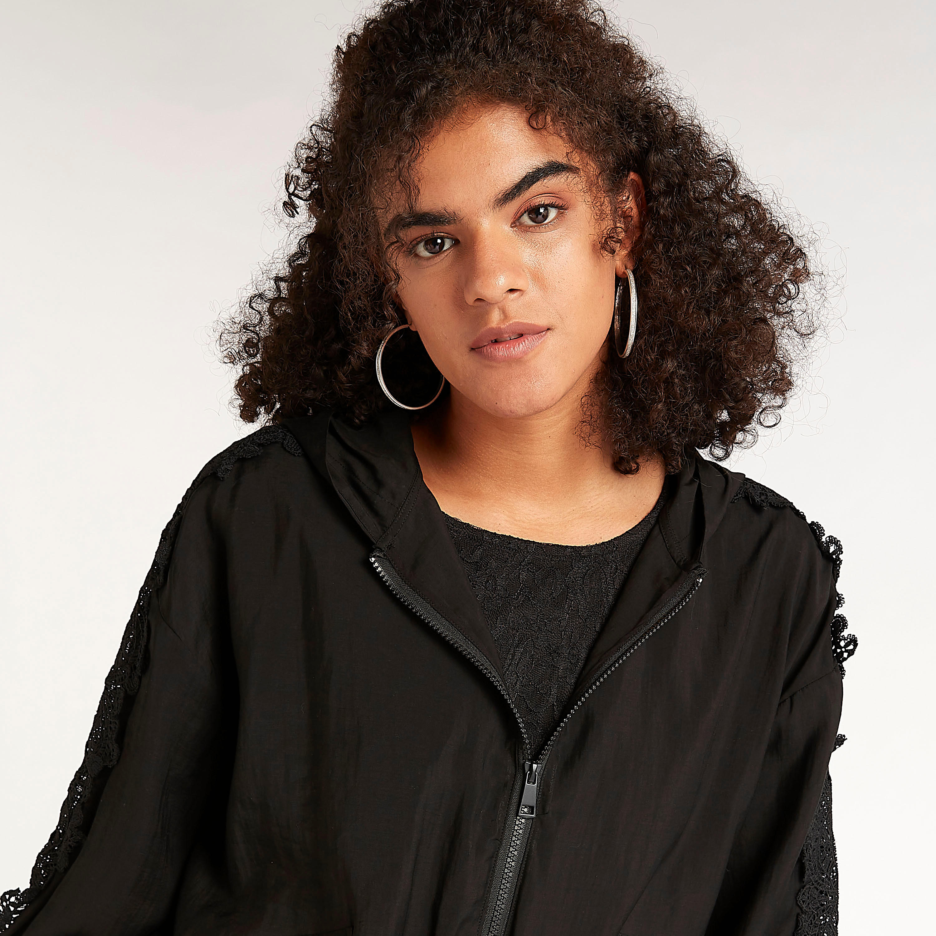 Solid Zip Through Hooded Jacket with Long Sleeves and Lace Trim-women-winterwear-coatsandjackets-jackets-image-5