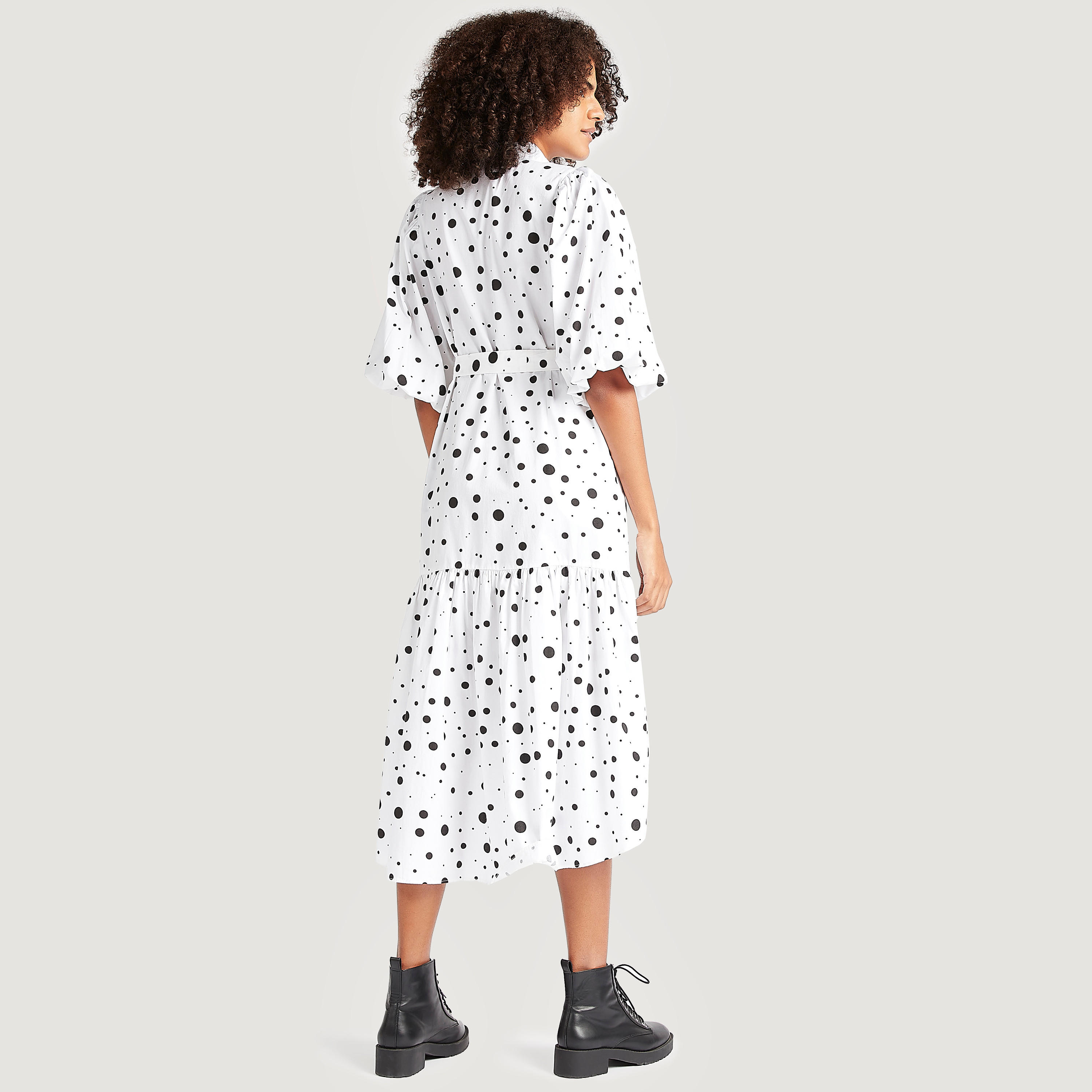 فستان ميدي إيه لاين بطبعات وأكمام قصيرة وحزام ربط-women-clothing-dresses-image-4