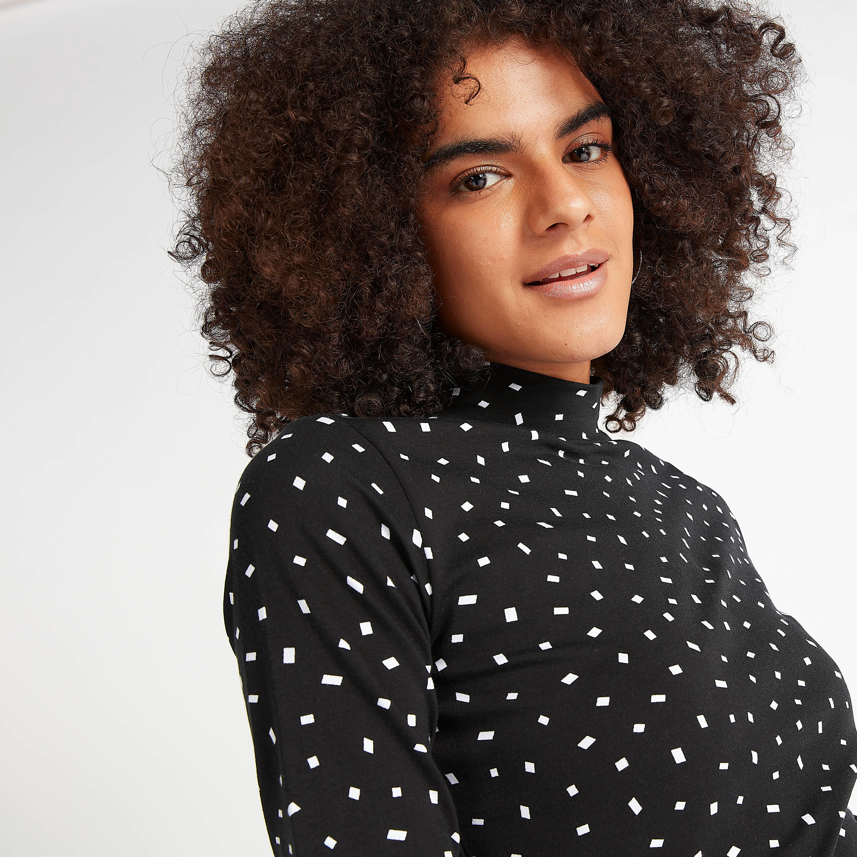 Printed Crop T-shirt with High Neck and Short Sleeves-women-clothing-tshirts-image-3