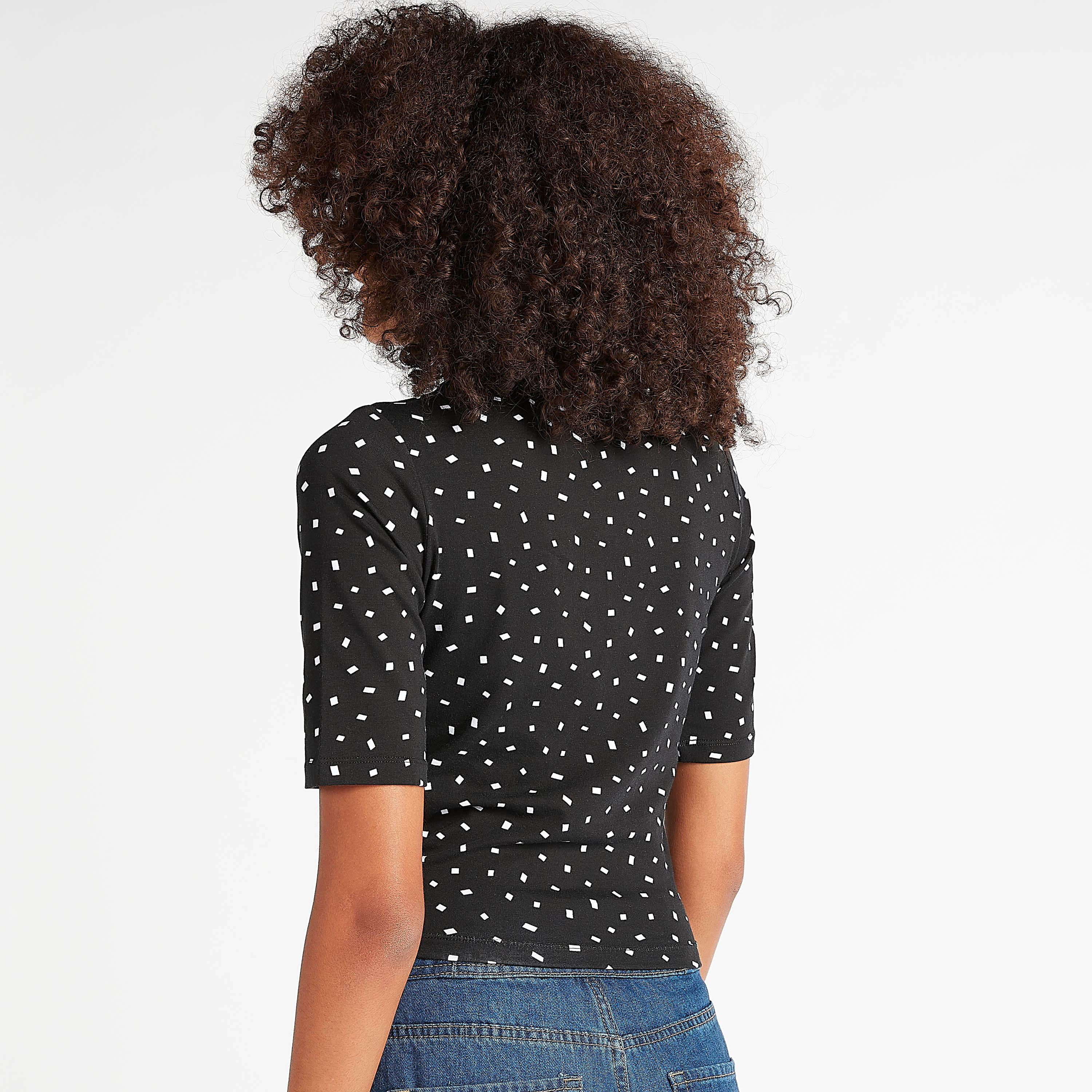 Printed Crop T-shirt with High Neck and Short Sleeves-women-clothing-tshirts-image-4