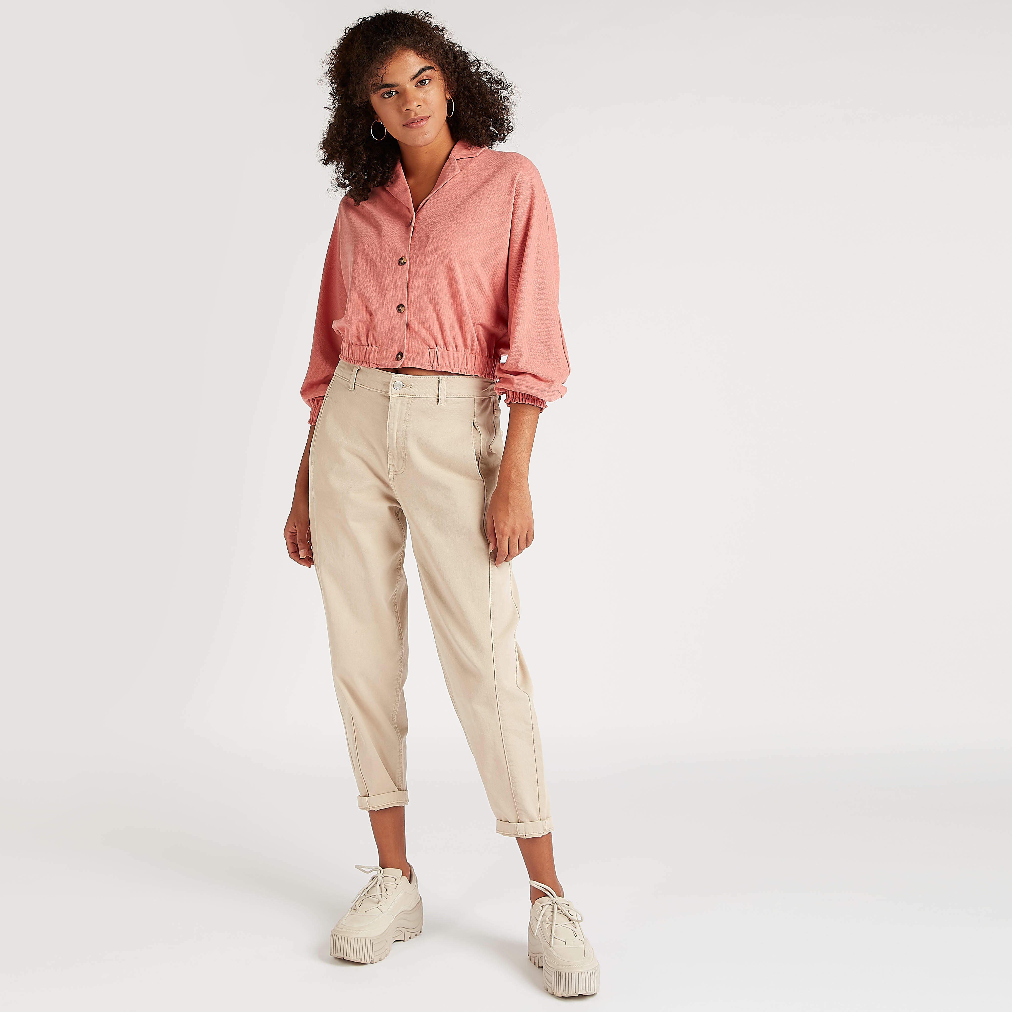 Textured Top with Long Sleeves and Collar-women-clothing-shirtsandblouses-blouses-image-2