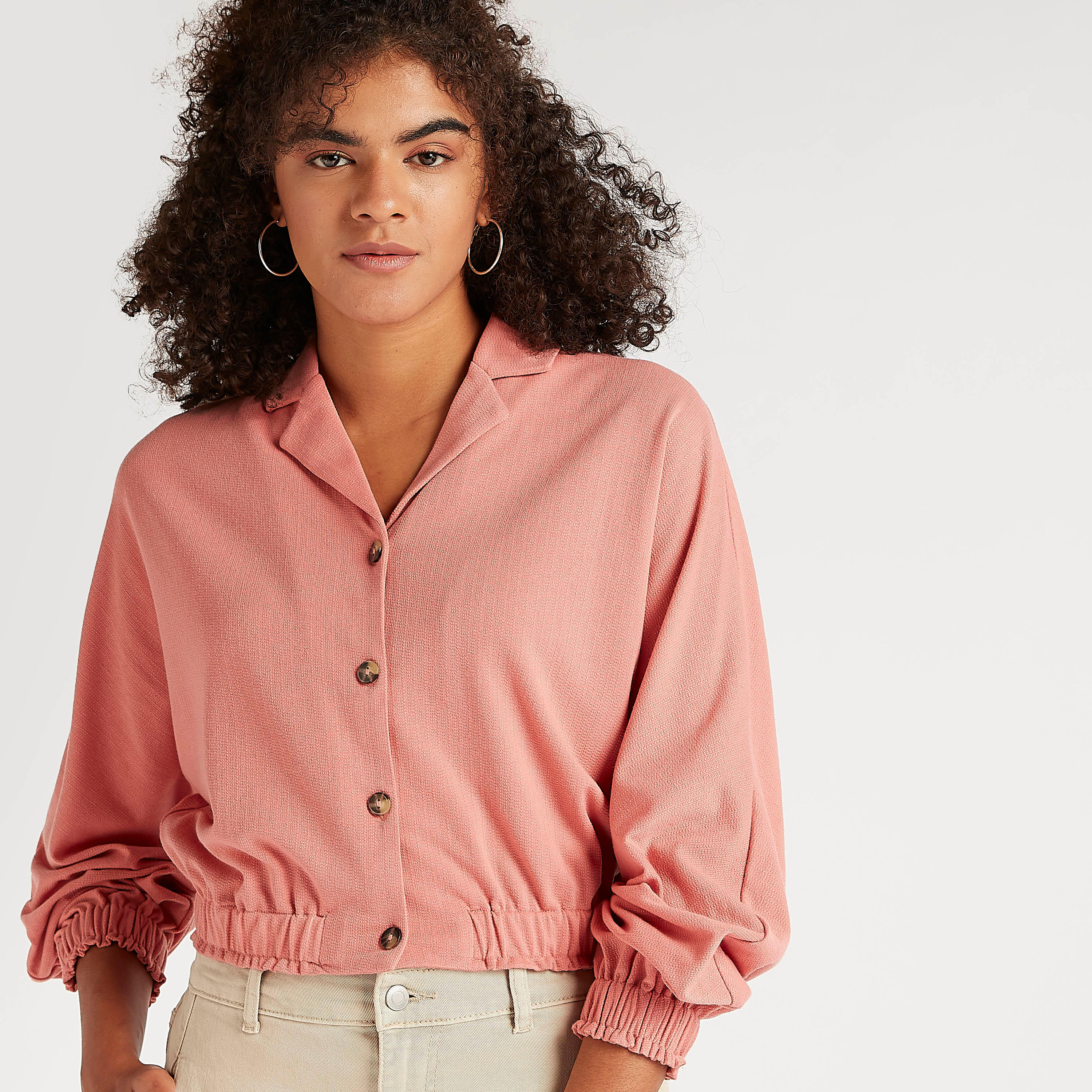 Textured Top with Long Sleeves and Collar-women-clothing-shirtsandblouses-blouses-image-6