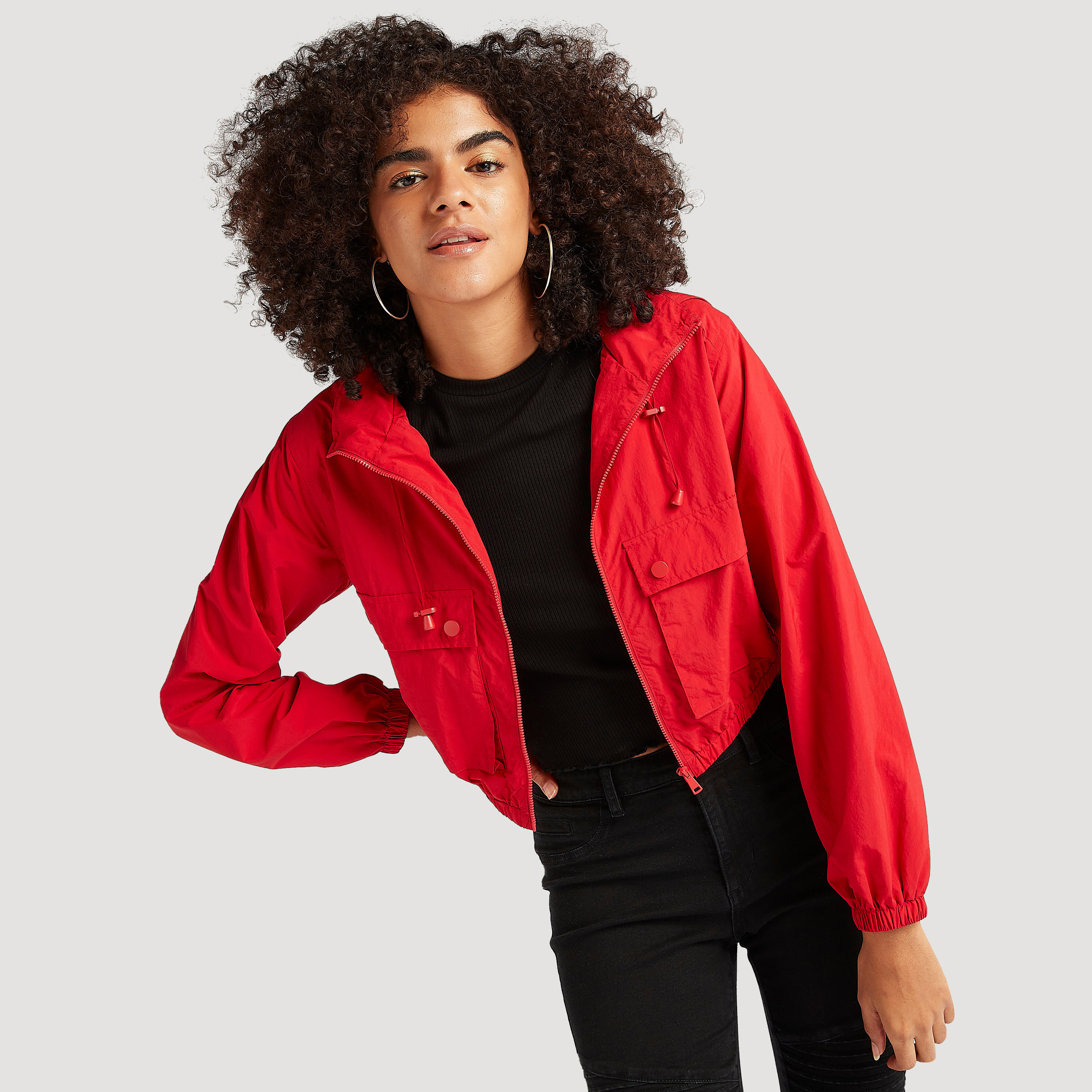 هودي سادة خفيف بسحّاب وأكمام طويلة وجيوب-women-winterwear-coatsandjackets-jackets-image-1