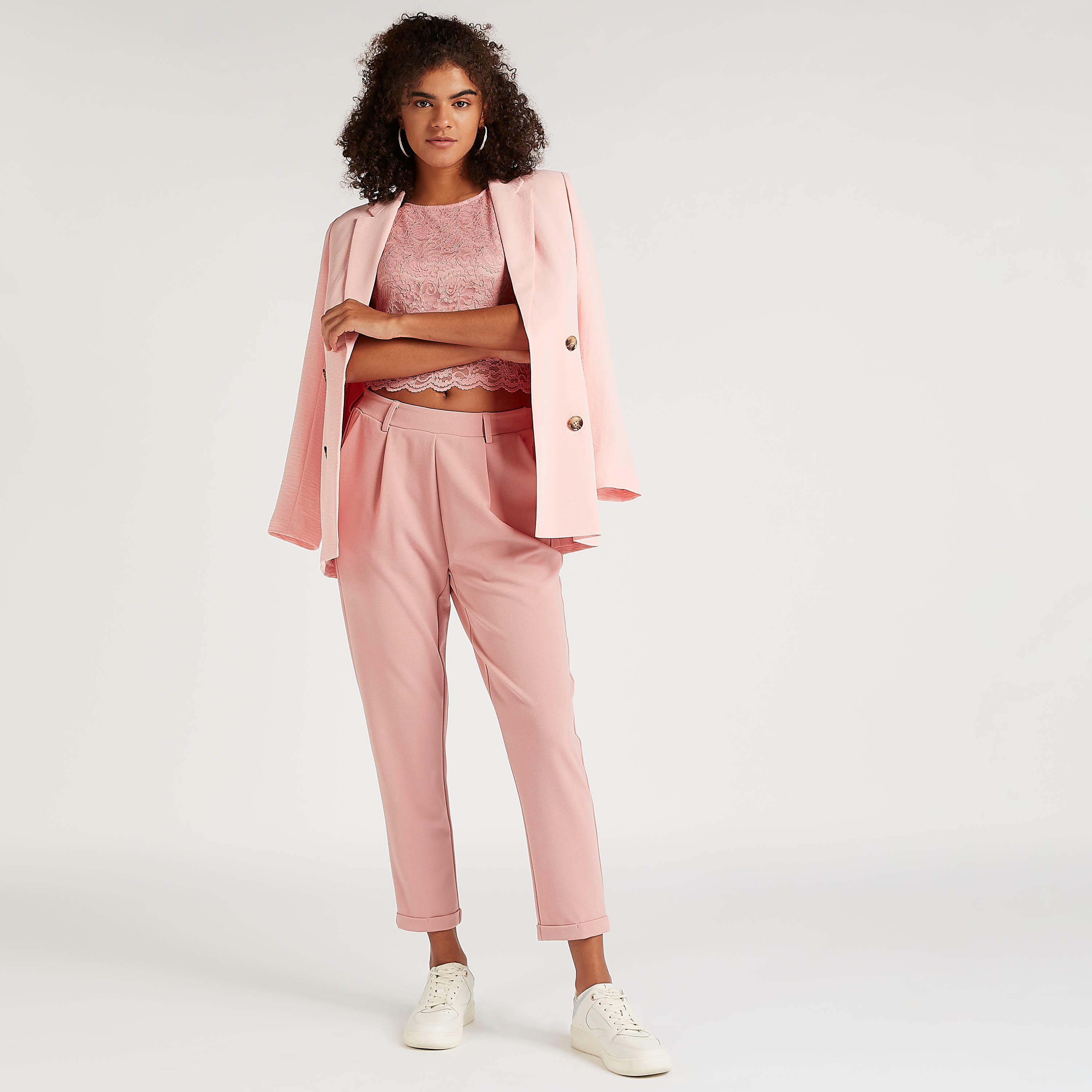 Solid Mid Rise Trousers with Semi-Elasticated Waist and Pockets-women-clothing-bottoms-trousers-image-2