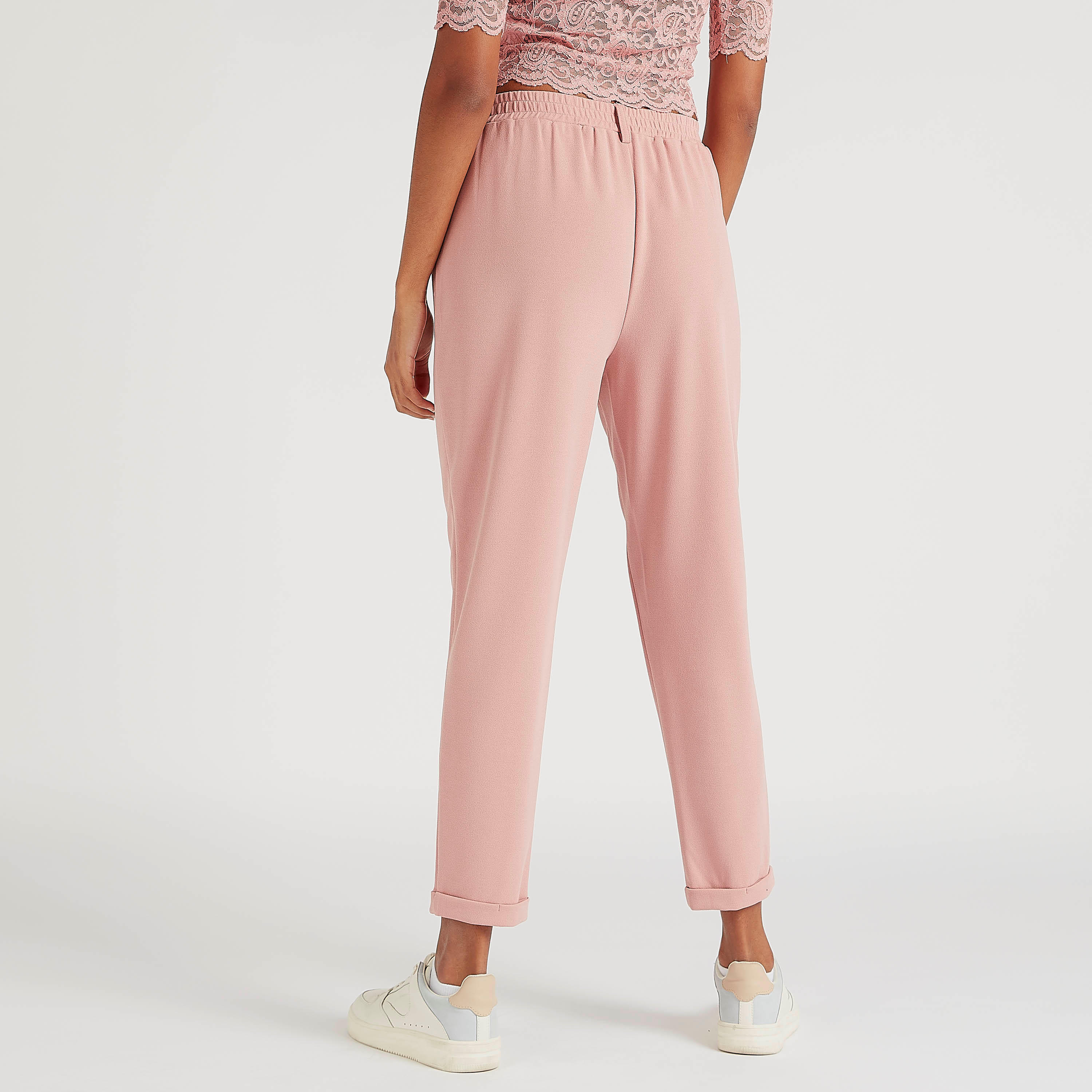 Solid Mid Rise Trousers with Semi-Elasticated Waist and Pockets-women-clothing-bottoms-trousers-image-4