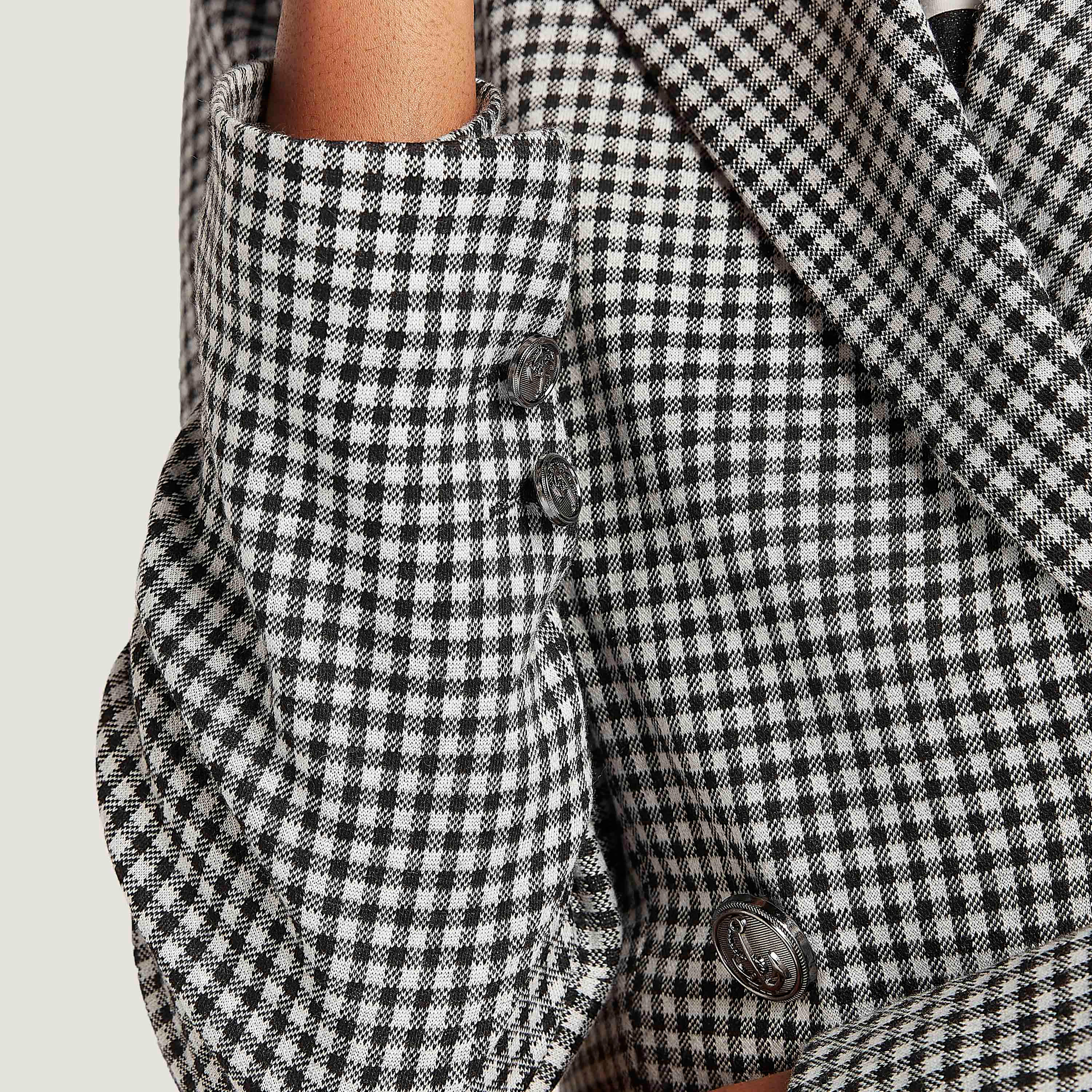 Checked Lightweight Jacket with Notched Lapel and Puff Sleeves-women-winterwear-coatsandjackets-jackets-image-5