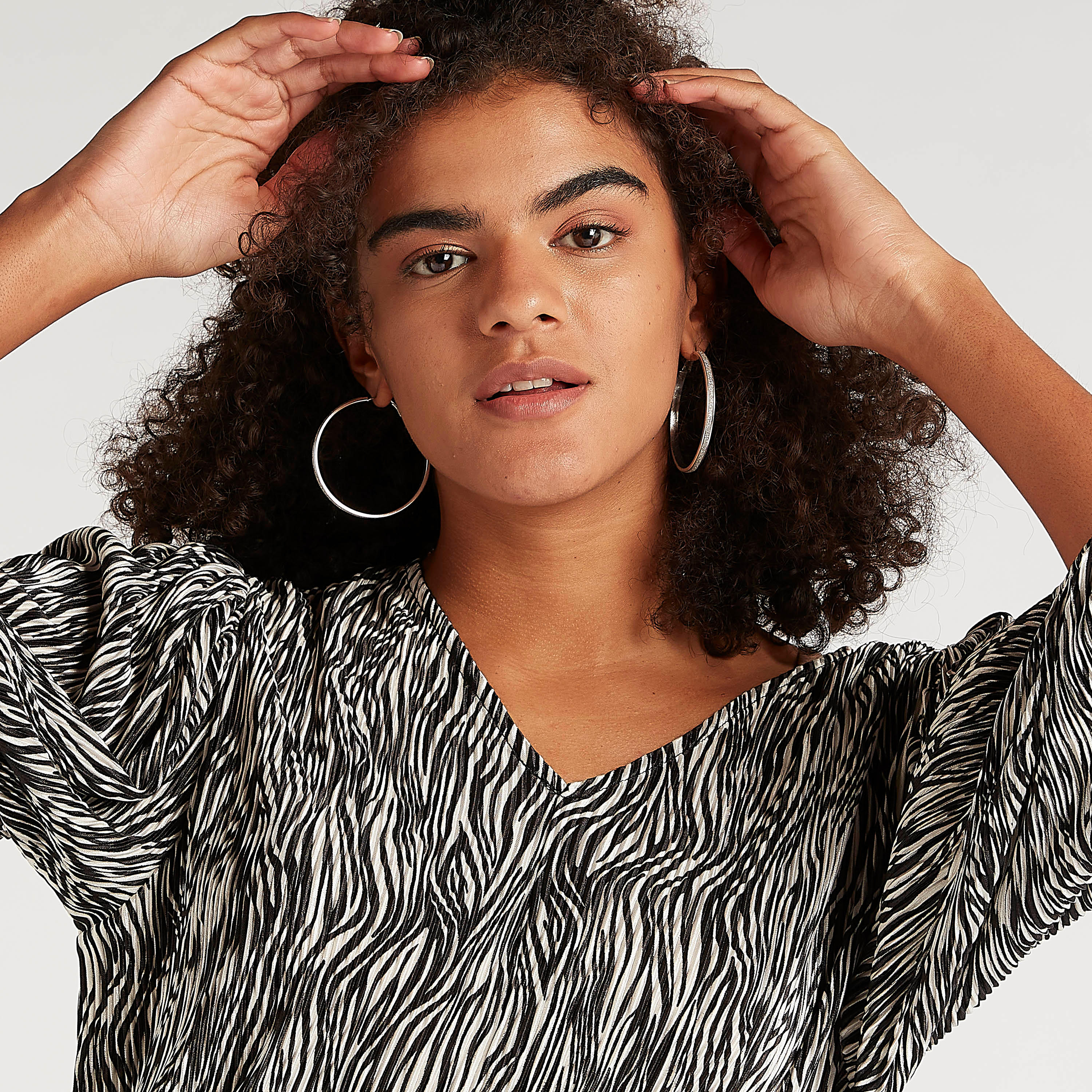 Printed V-neck Top with Bishop Sleeves-women-clothing-shirtsandblouses-blouses-image-7