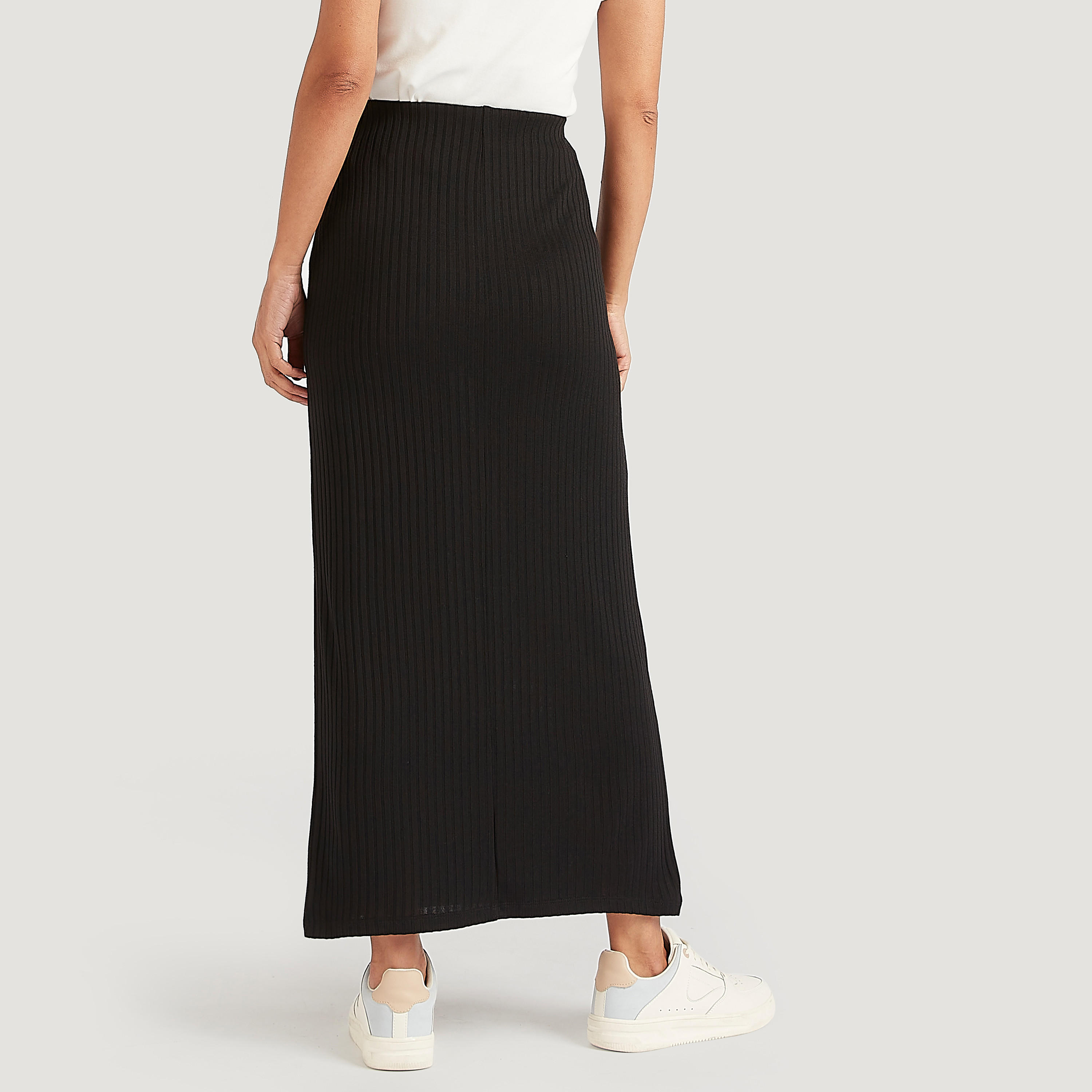 تنورة ضيقة طويلة بارزة الملمس بخصر مطاطي-women-clothing-bottoms-skirts-image-4