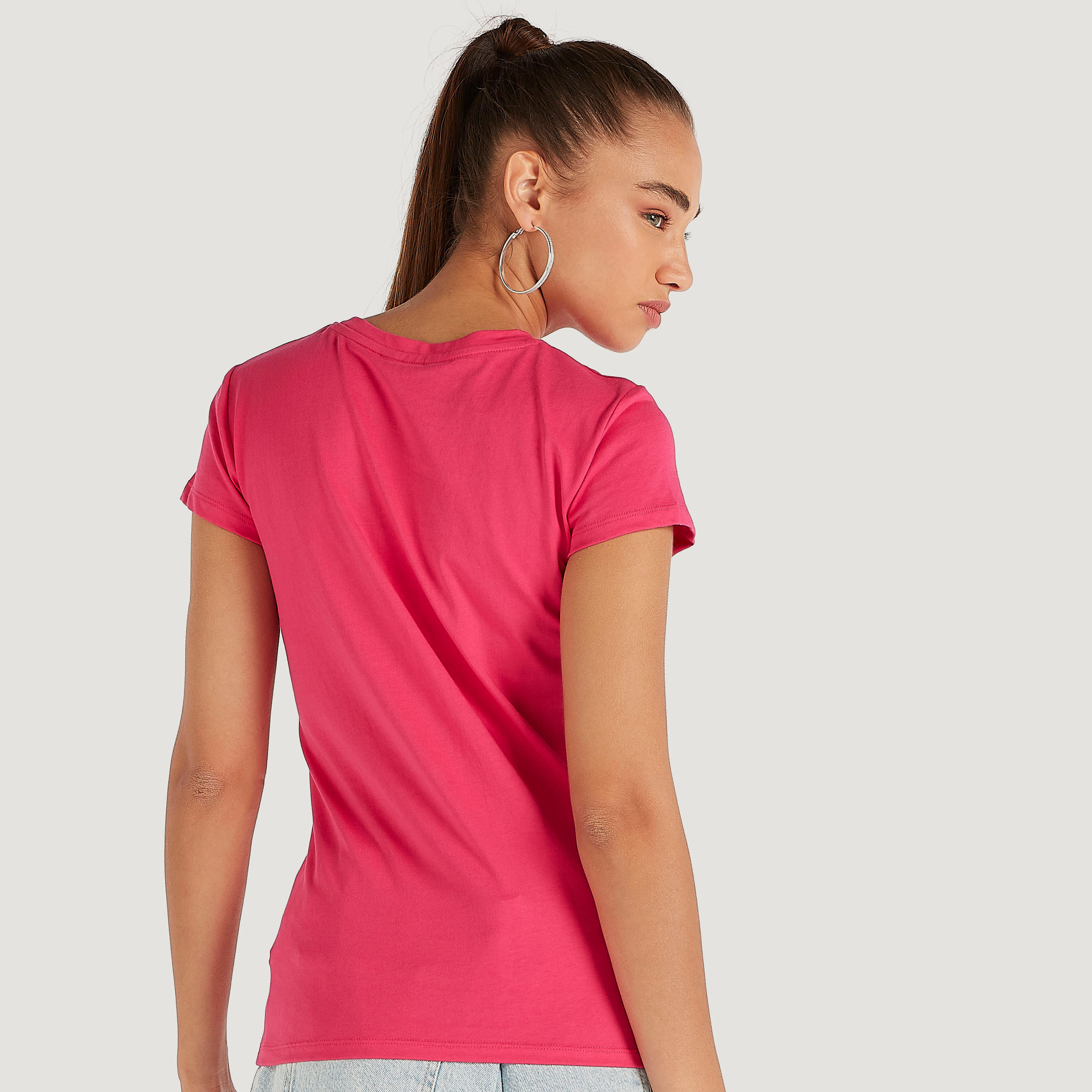 Slogan Print T-shirt with Crew Neck and Cap Sleeves-women-clothing-tshirts-image-4