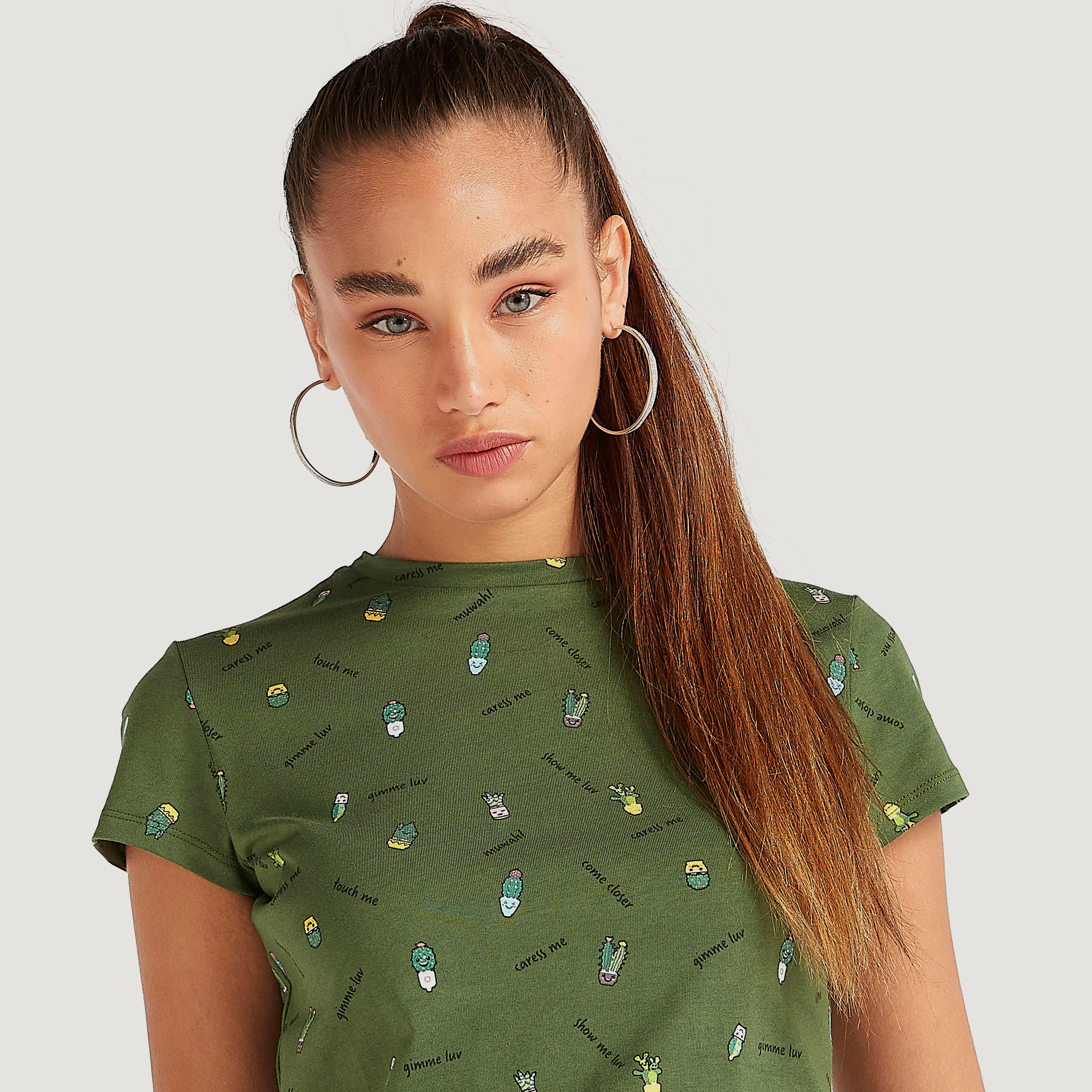 All-Over Print Crew Neck T-shirt with Cap Sleeves-women-clothing-tshirts-image-3