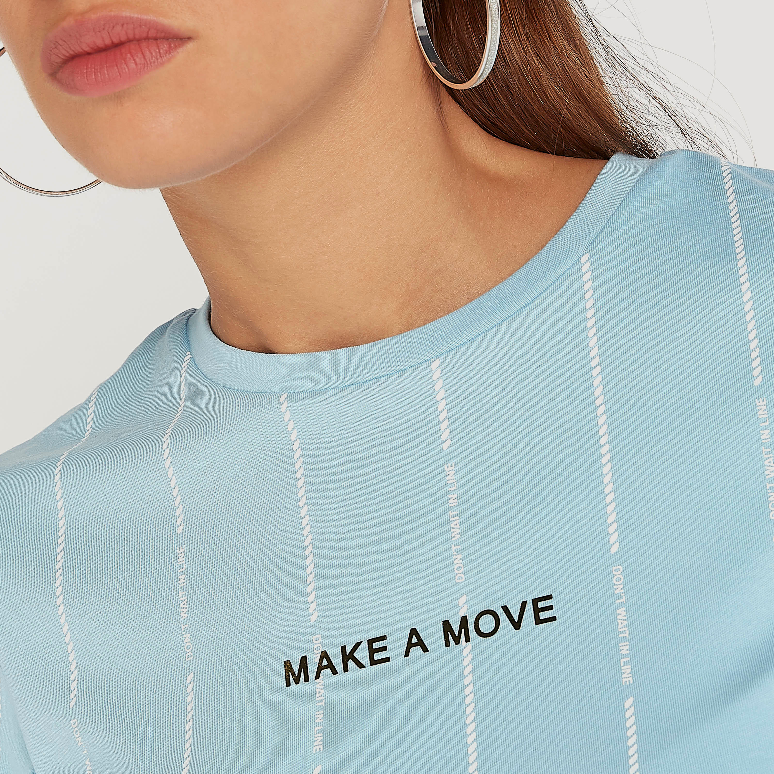 Printed Crew Neck T-shirt with Cap Sleeves-women-clothing-tshirts-image-3