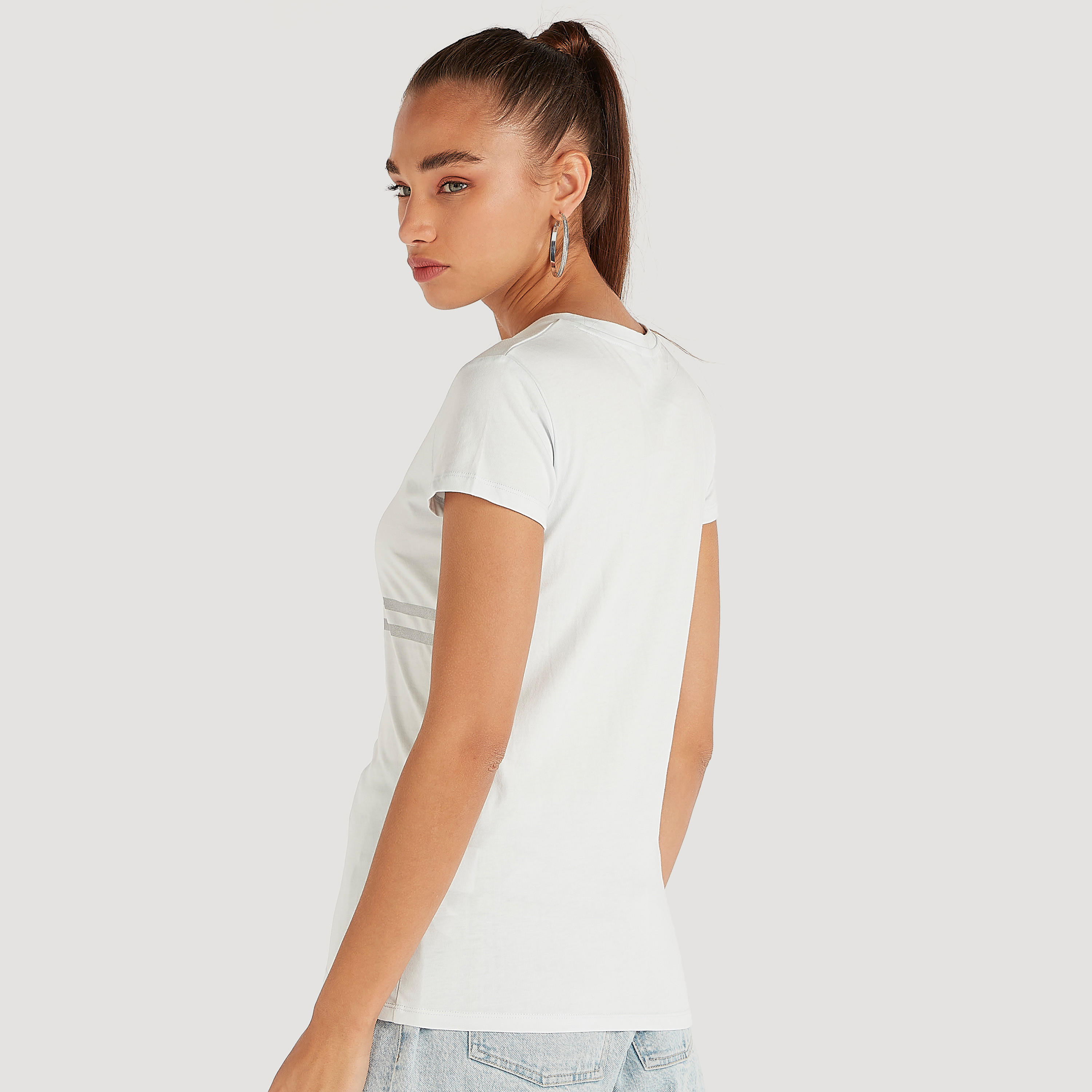 Printed Crew Neck T-shirt with Cap Sleeves-women-clothing-tshirts-image-4