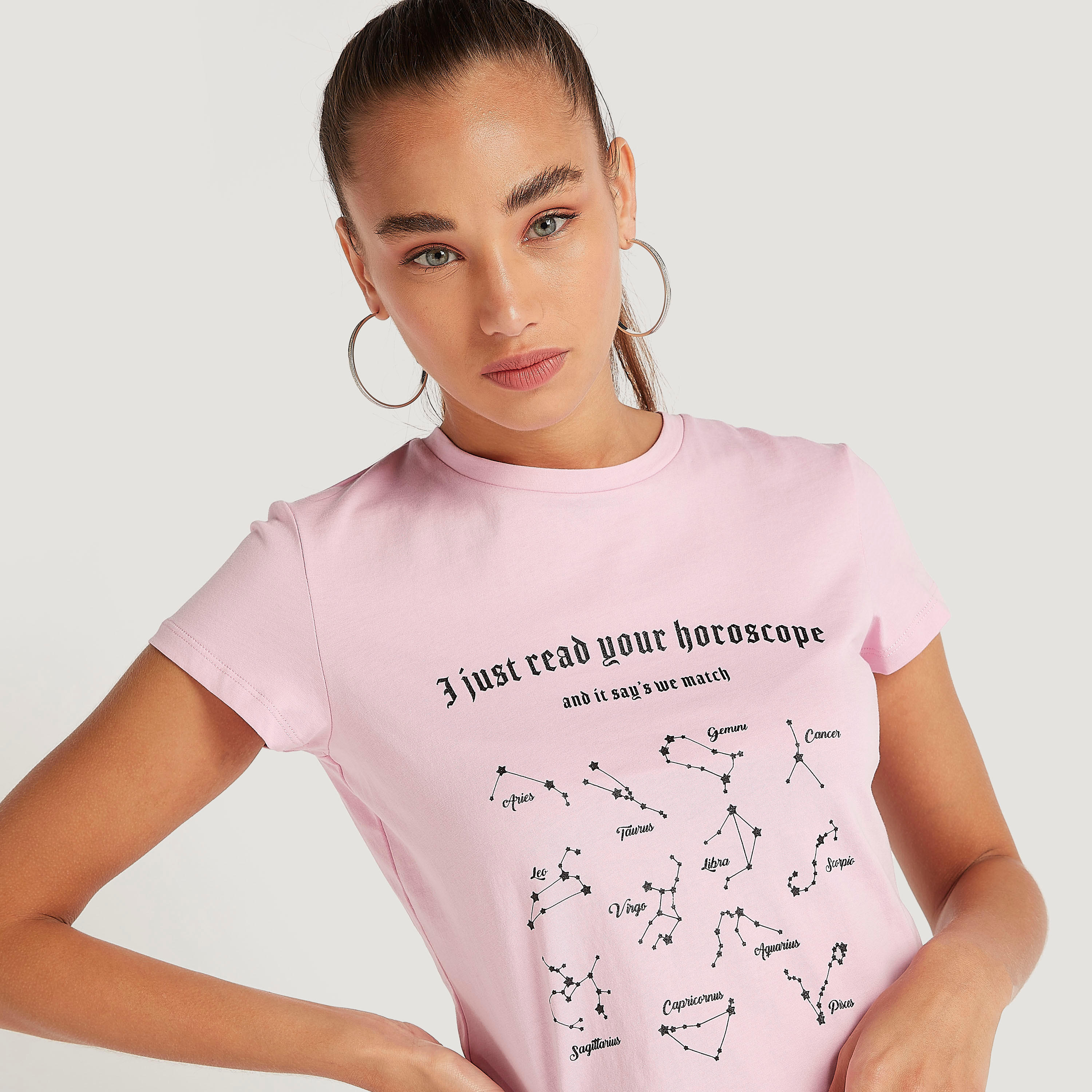 Printed Crew Neck T-shirt with Cap Sleeves-women-clothing-tshirts-image-3
