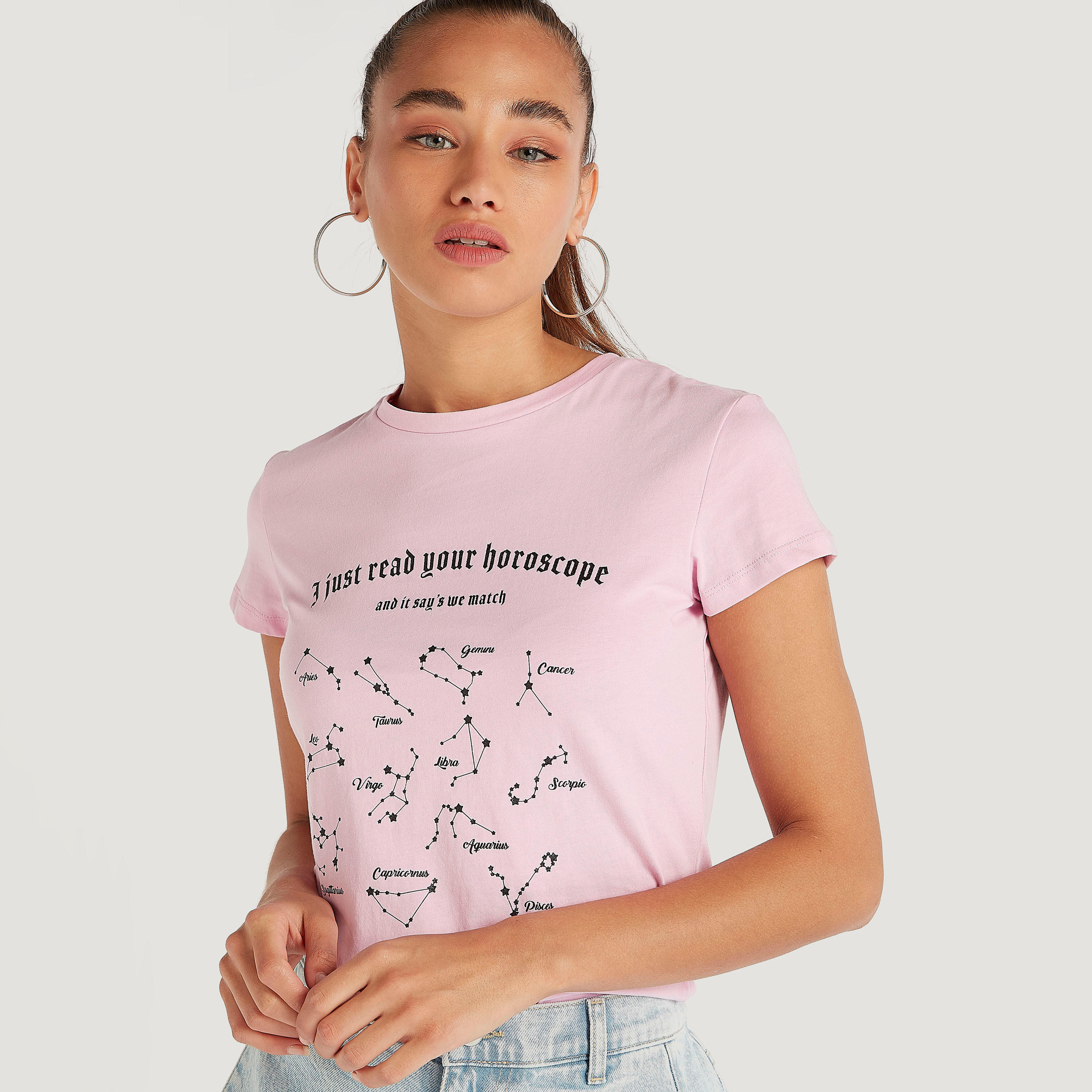 Printed Crew Neck T-shirt with Cap Sleeves-women-clothing-tshirts-image-5