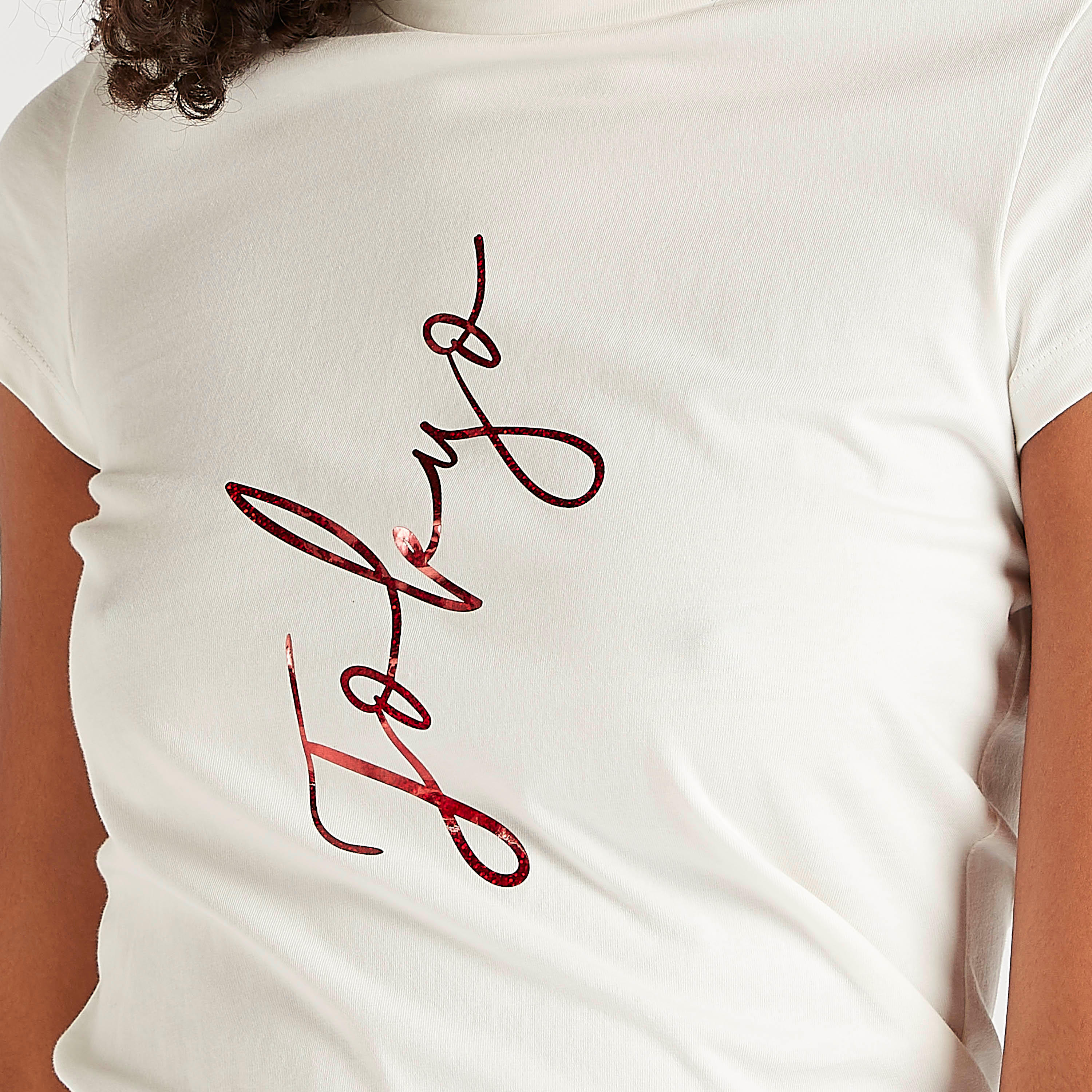 تيشيرت بياقة ضيّقة وأكمام كاب وطَبعات-women-clothing-tshirts-image-1