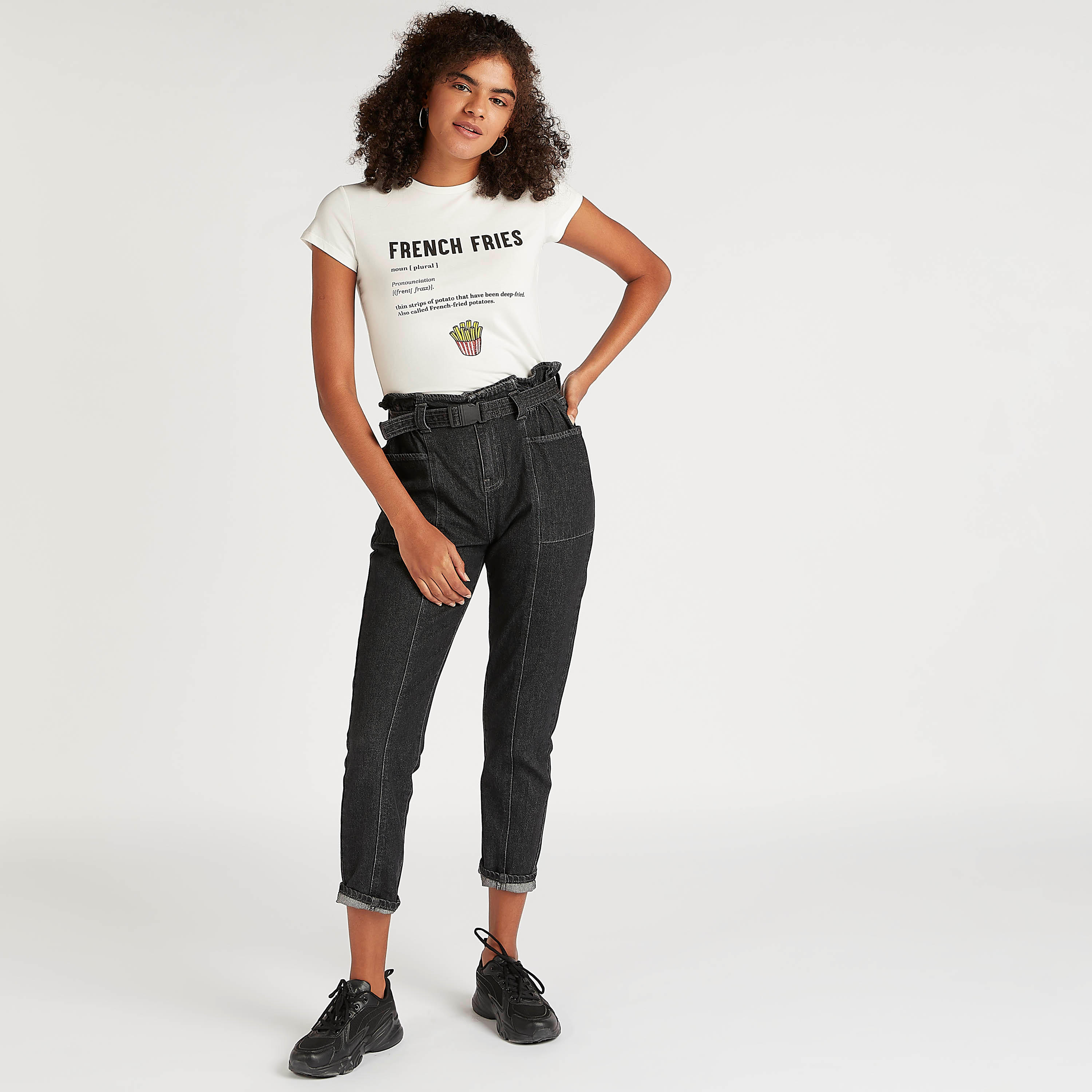 Printed Crew Neck T-shirt with Cap Sleeves-women-clothing-tshirts-image-2