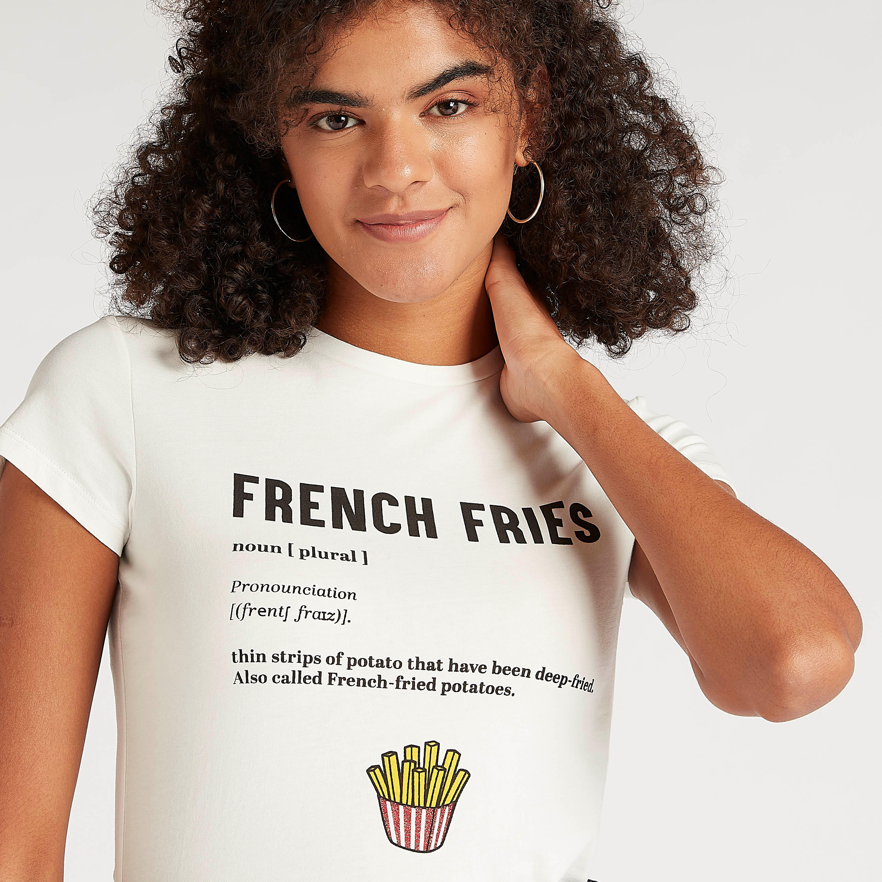 Printed Crew Neck T-shirt with Cap Sleeves-women-clothing-tshirts-image-3