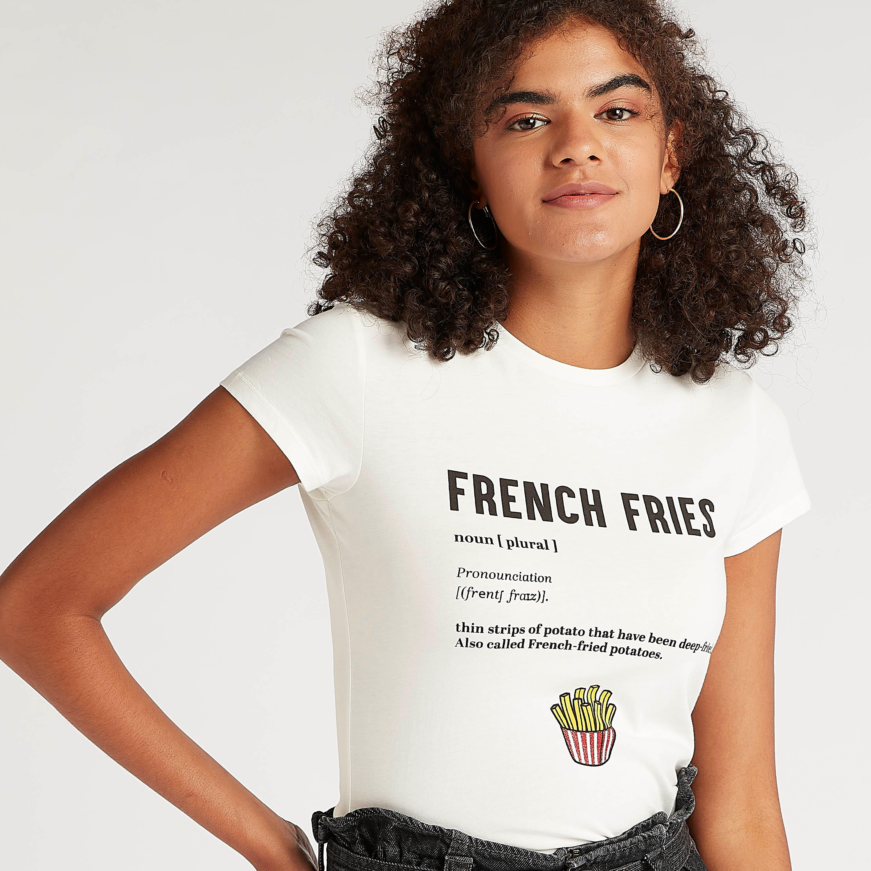 Printed Crew Neck T-shirt with Cap Sleeves-women-clothing-tshirts-image-5