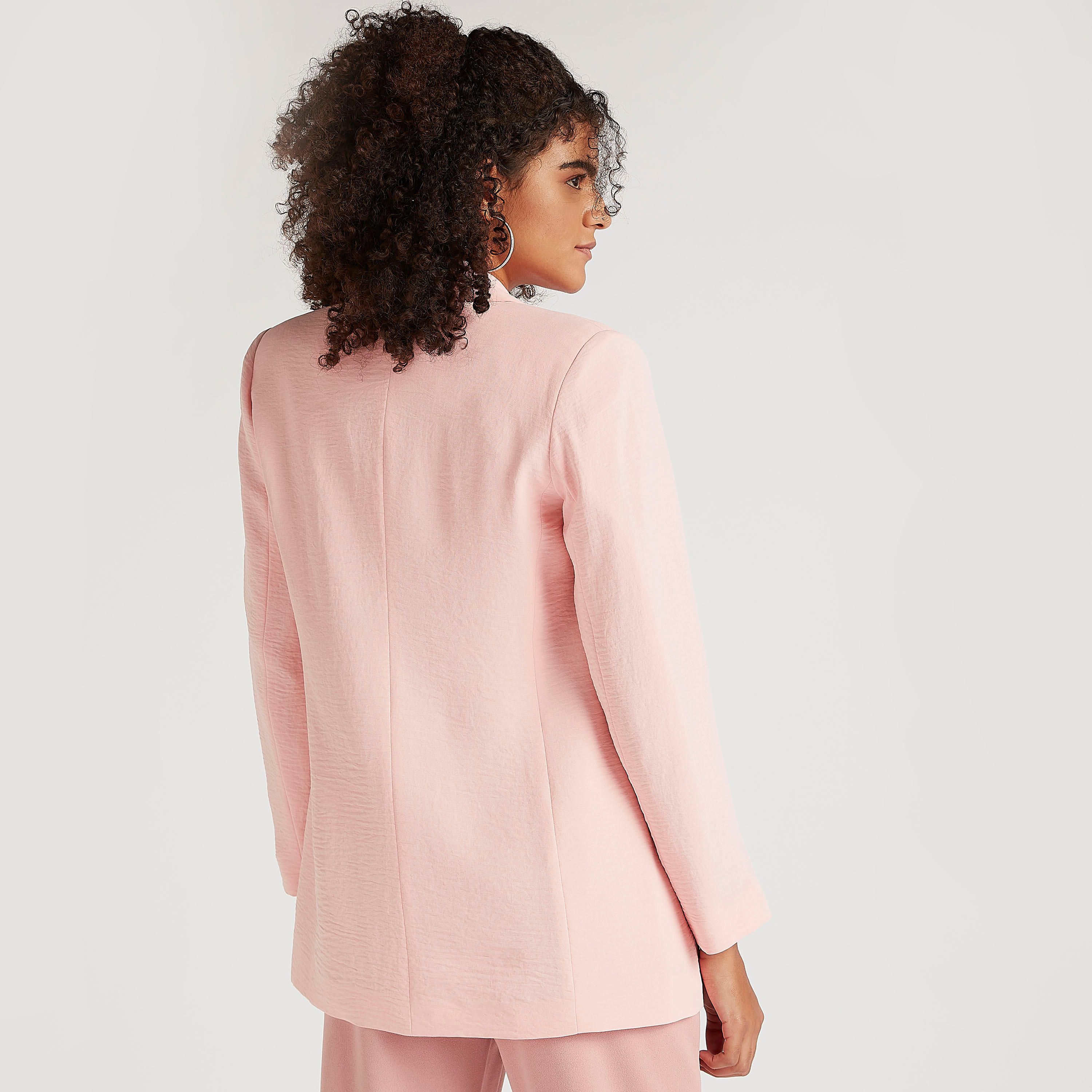 Solid Double Breasted Jacket with Long Sleeves and Notched Lapels-women-winterwear-coatsandjackets-jackets-image-4