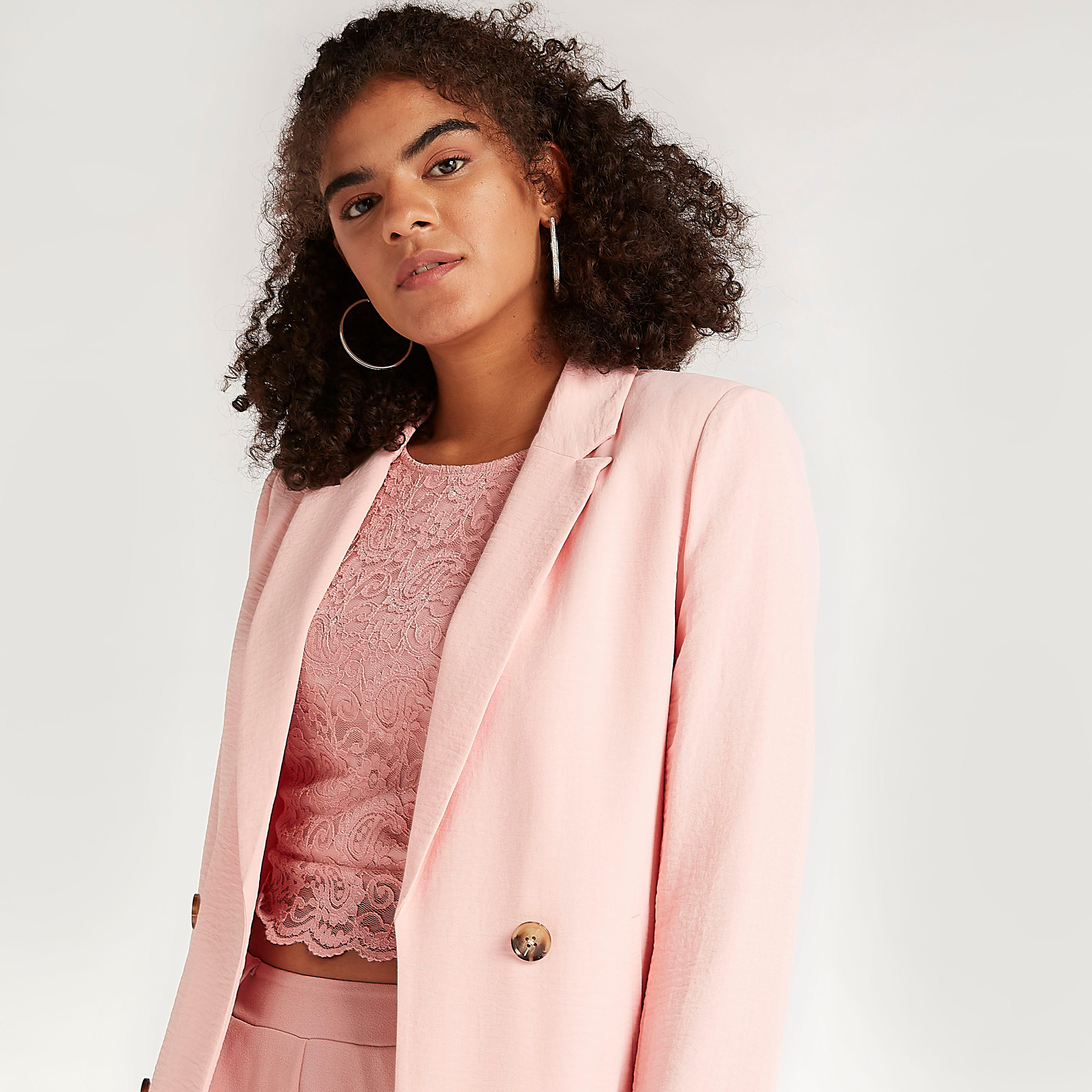 Solid Double Breasted Jacket with Long Sleeves and Notched Lapels-women-winterwear-coatsandjackets-jackets-image-5