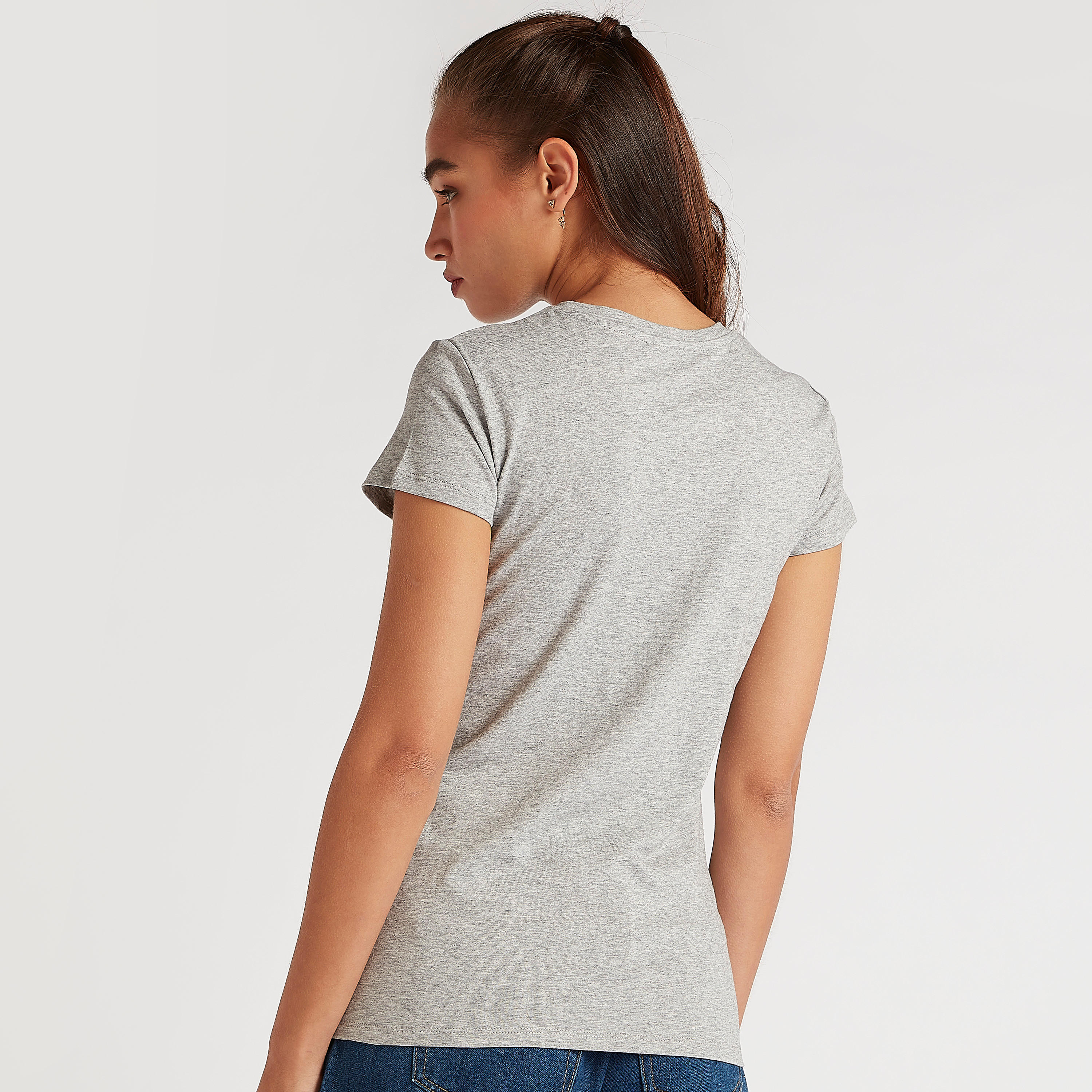 Printed T-shirt with Crew Neck and Cap Sleeves-women-clothing-tshirts-image-4
