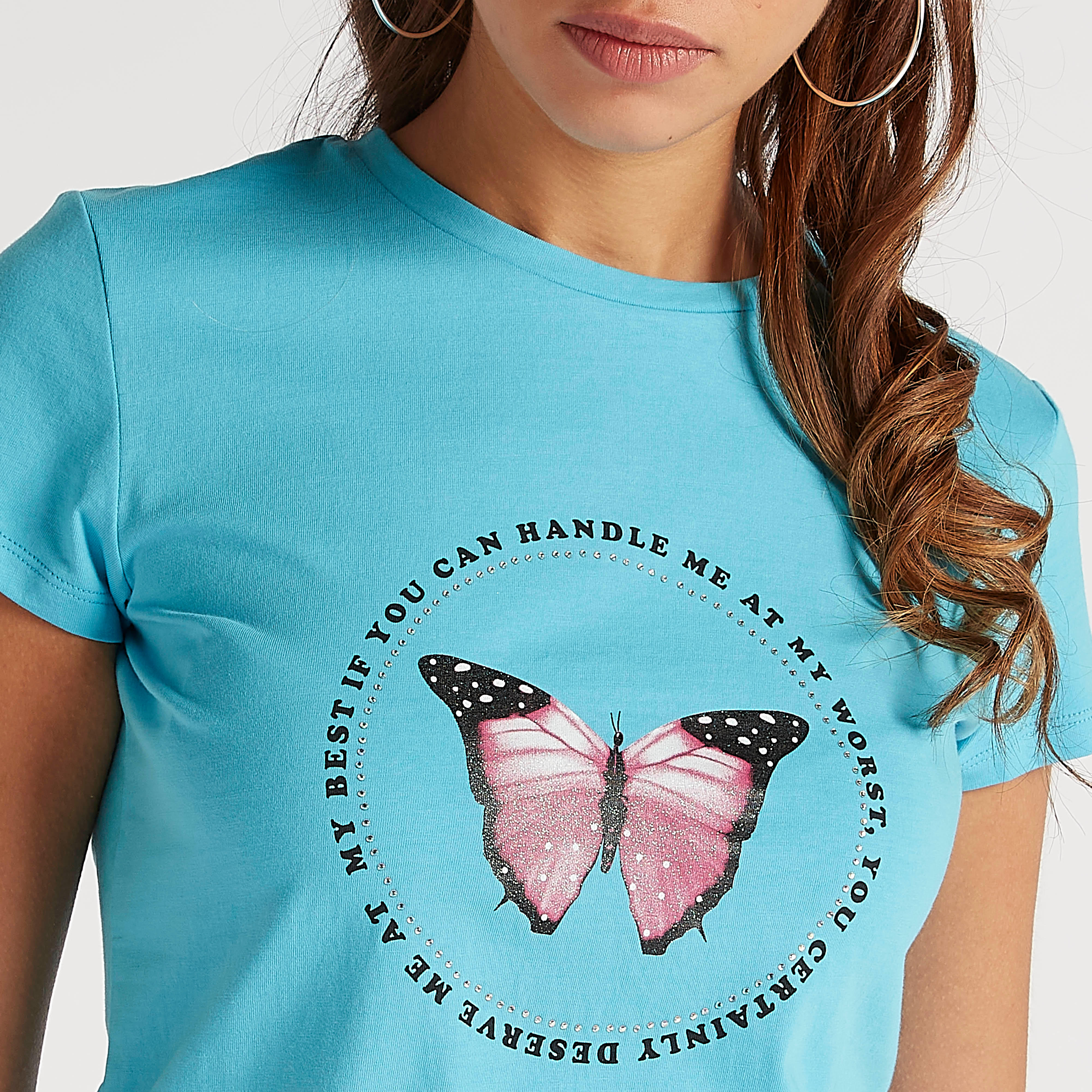 تيشيرت بياقة ضيّقة وأكمام كاب وطبعات-women-clothing-tshirts-image-3