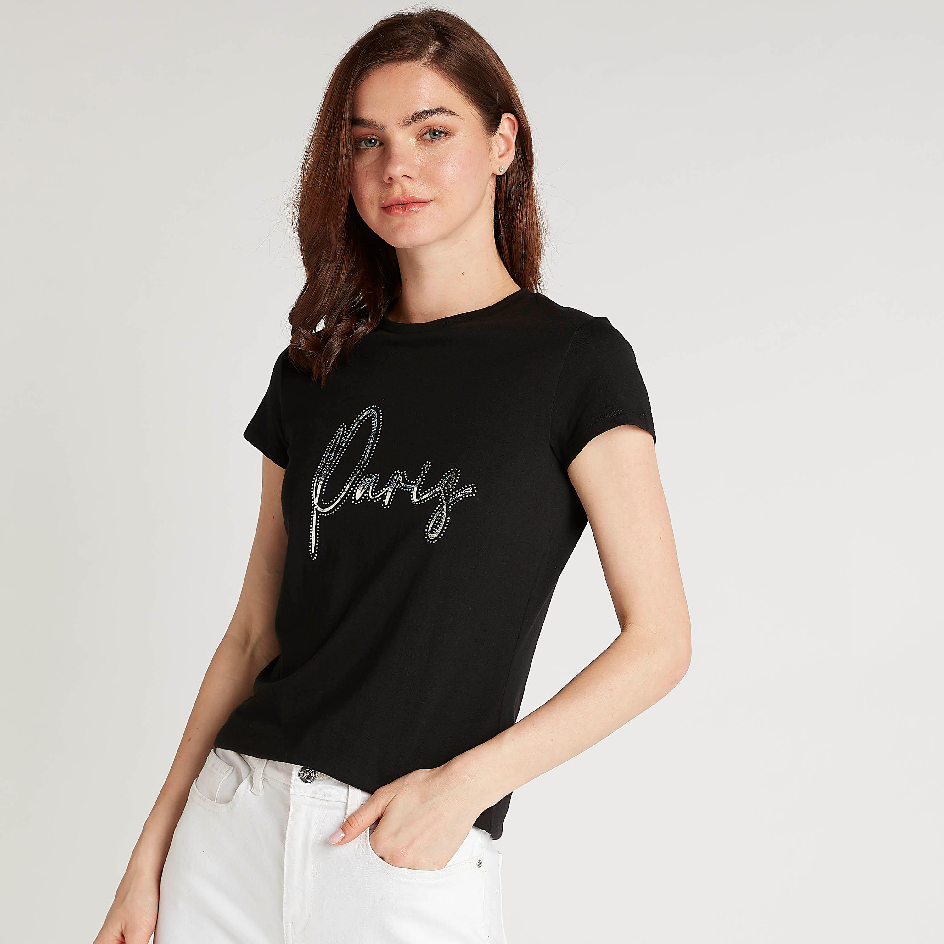 تيشيرت بياقة ضيّقة وأكمام كاب وطبعات-women-clothing-tshirts-image-1