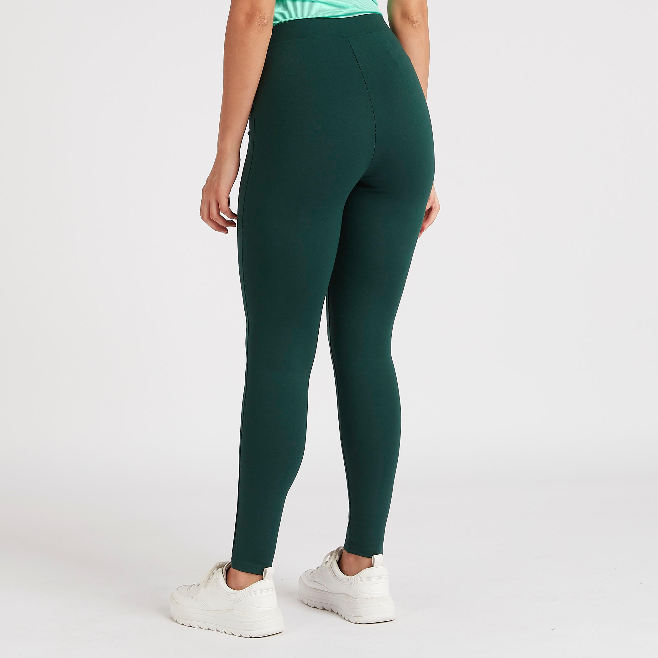 Solid Mid-Rise Leggings with Elasticated Waistband-women-clothing-bottoms-leggings-image-4