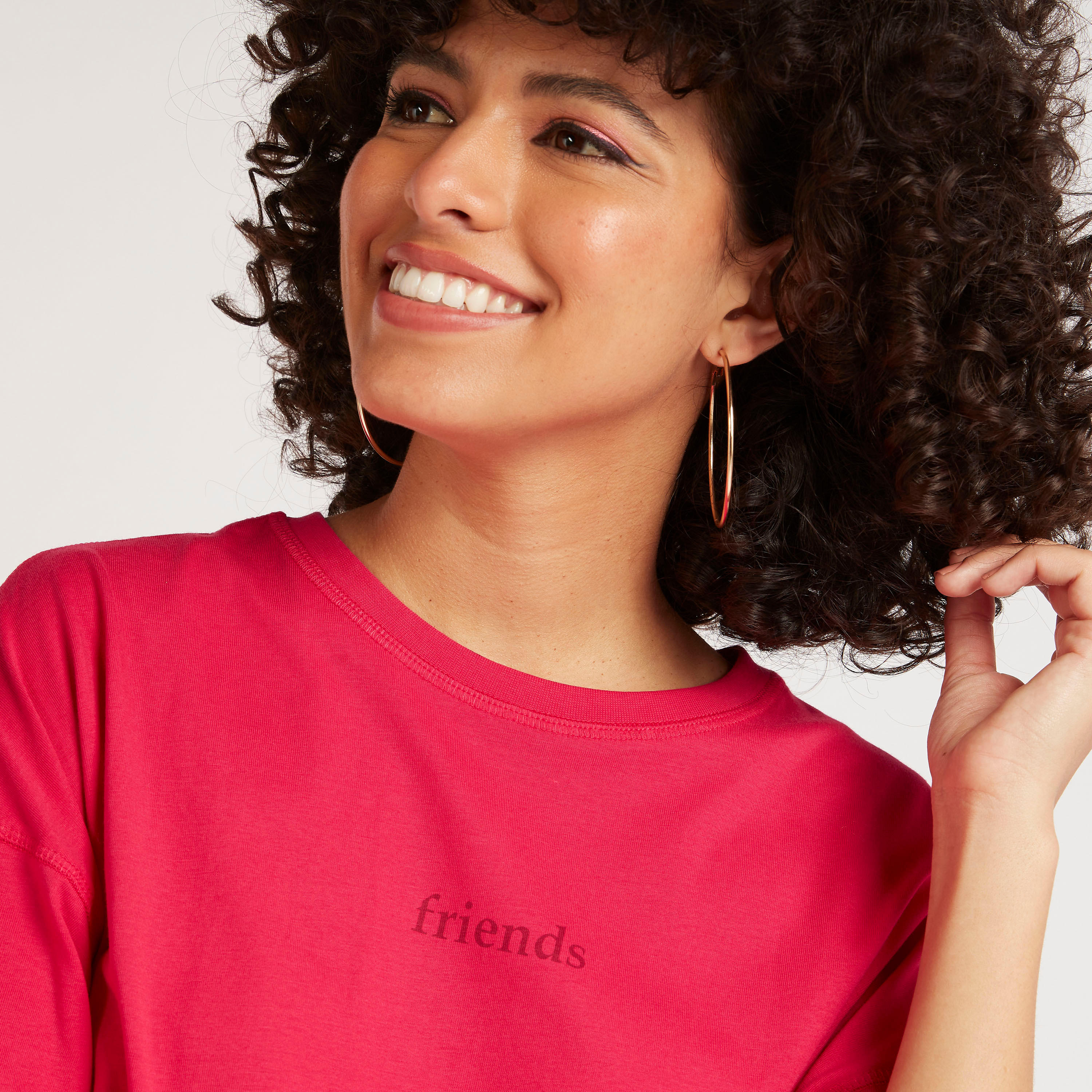 Printed Crew Neck Cropped T-shirt with Short Sleeves-women-clothing-tshirts-image-3