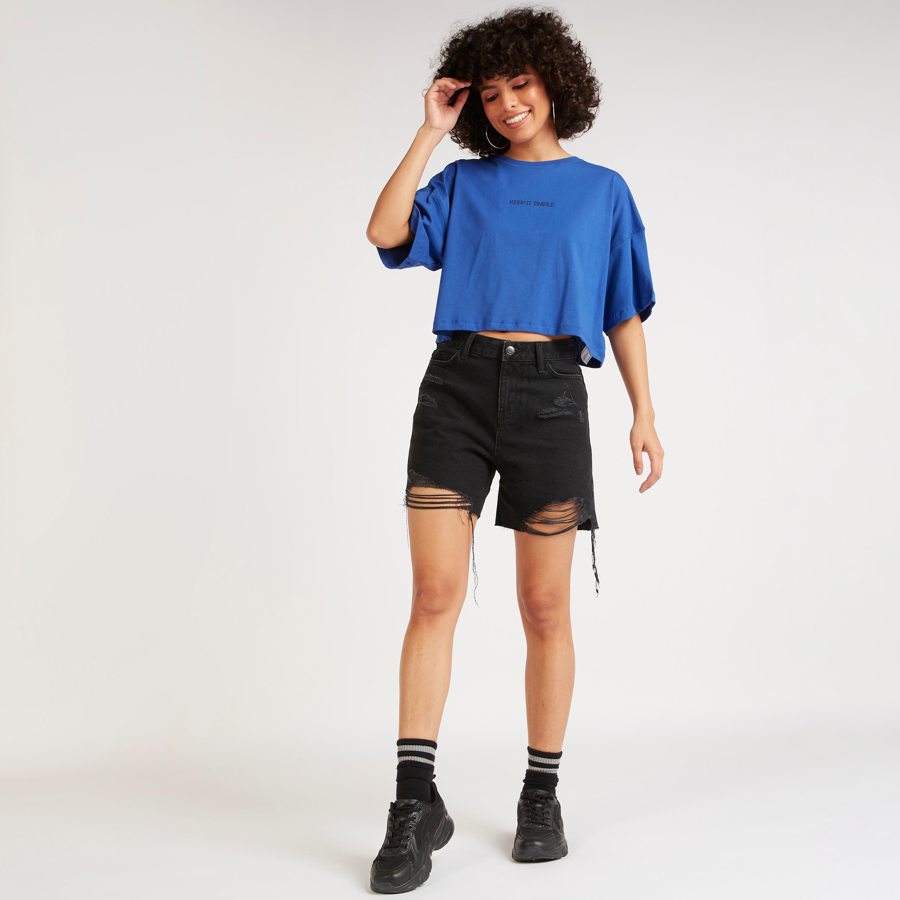 تيشيرت قصير بياقة مستديرة وأكمام قصيرة وطبعات-women-clothing-tshirts-image-2