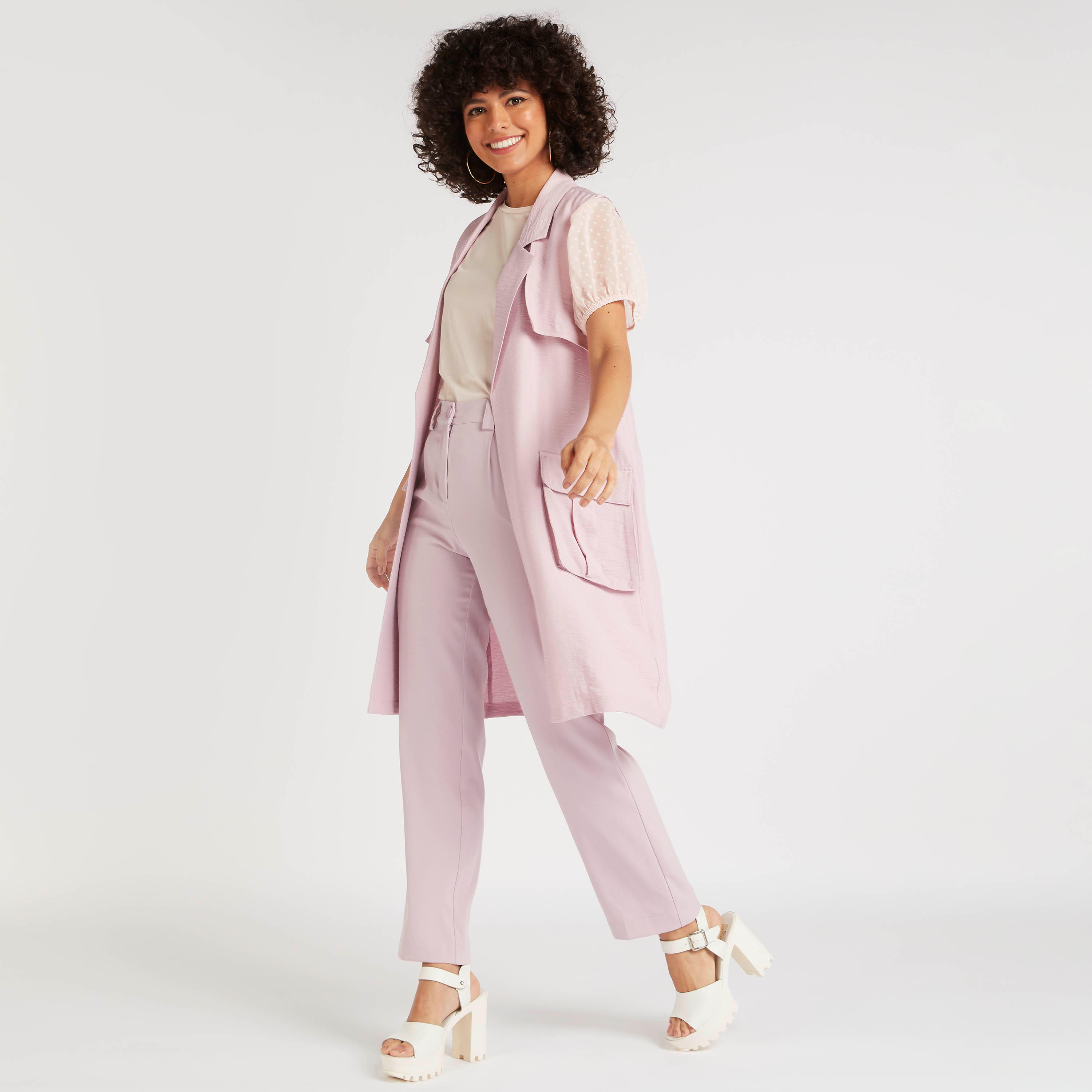 جاكيت خفيف سادة بياقة مطويّة وحزام رباط-women-clothing-coatsandjackets-coats-image-6