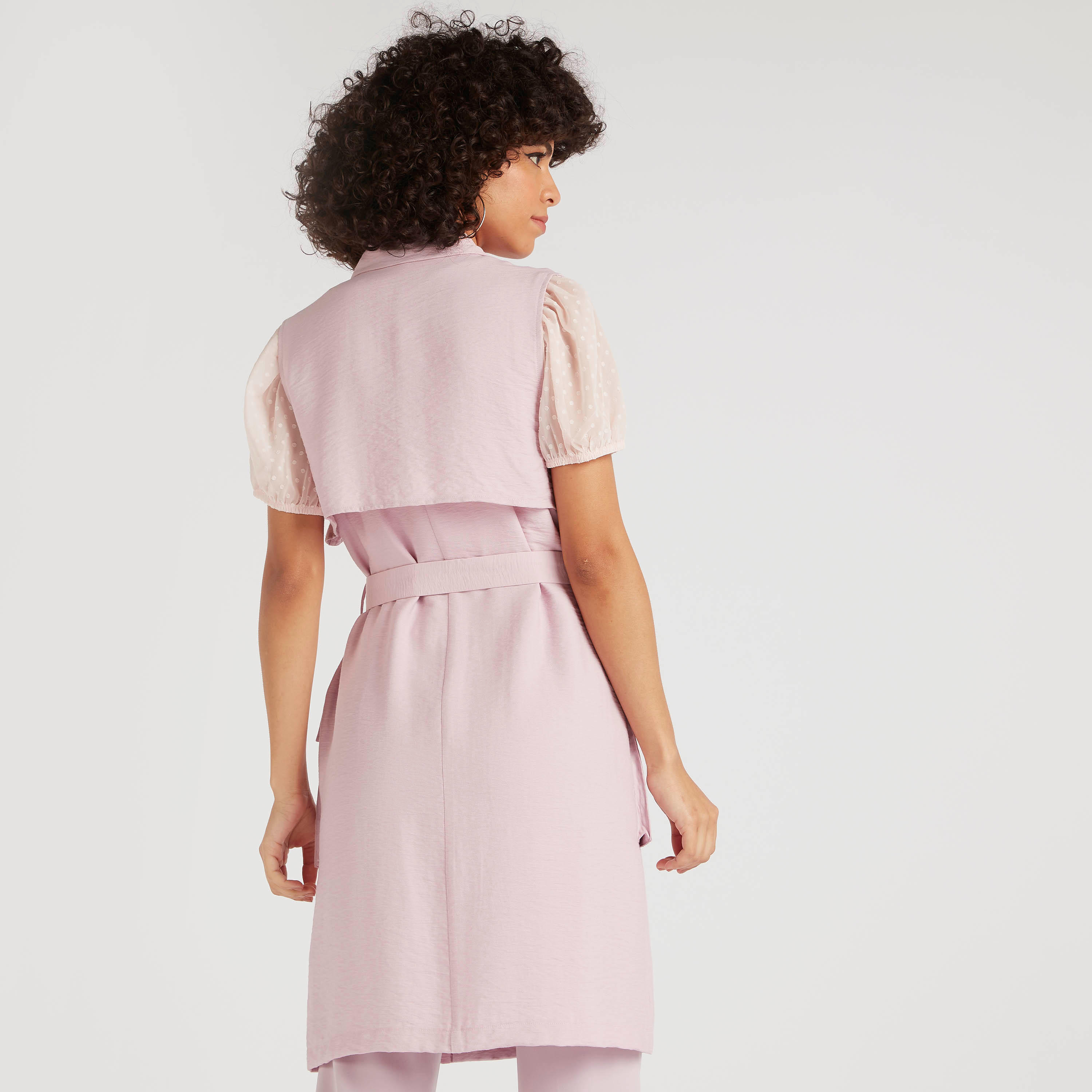 جاكيت خفيف سادة بياقة مطويّة وحزام رباط-women-clothing-coatsandjackets-coats-image-4