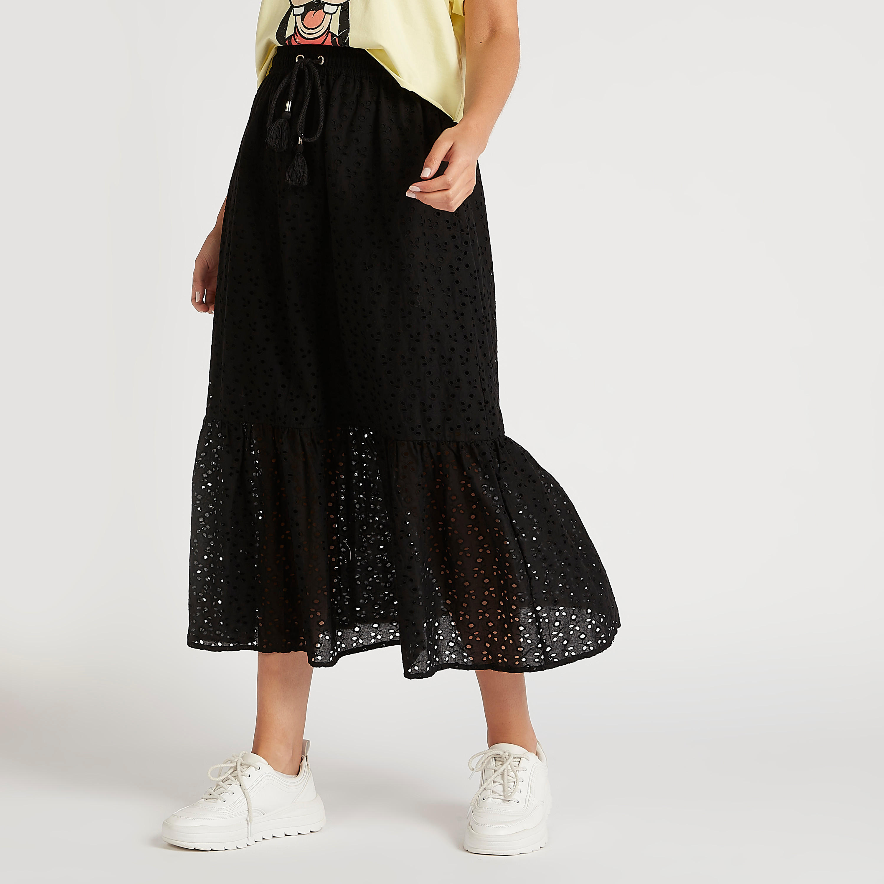تنورة ميدي إيه لاين بتفاصيل دانتيل مع رباط إغلاق-women-clothing-bottoms-skirts-image-6