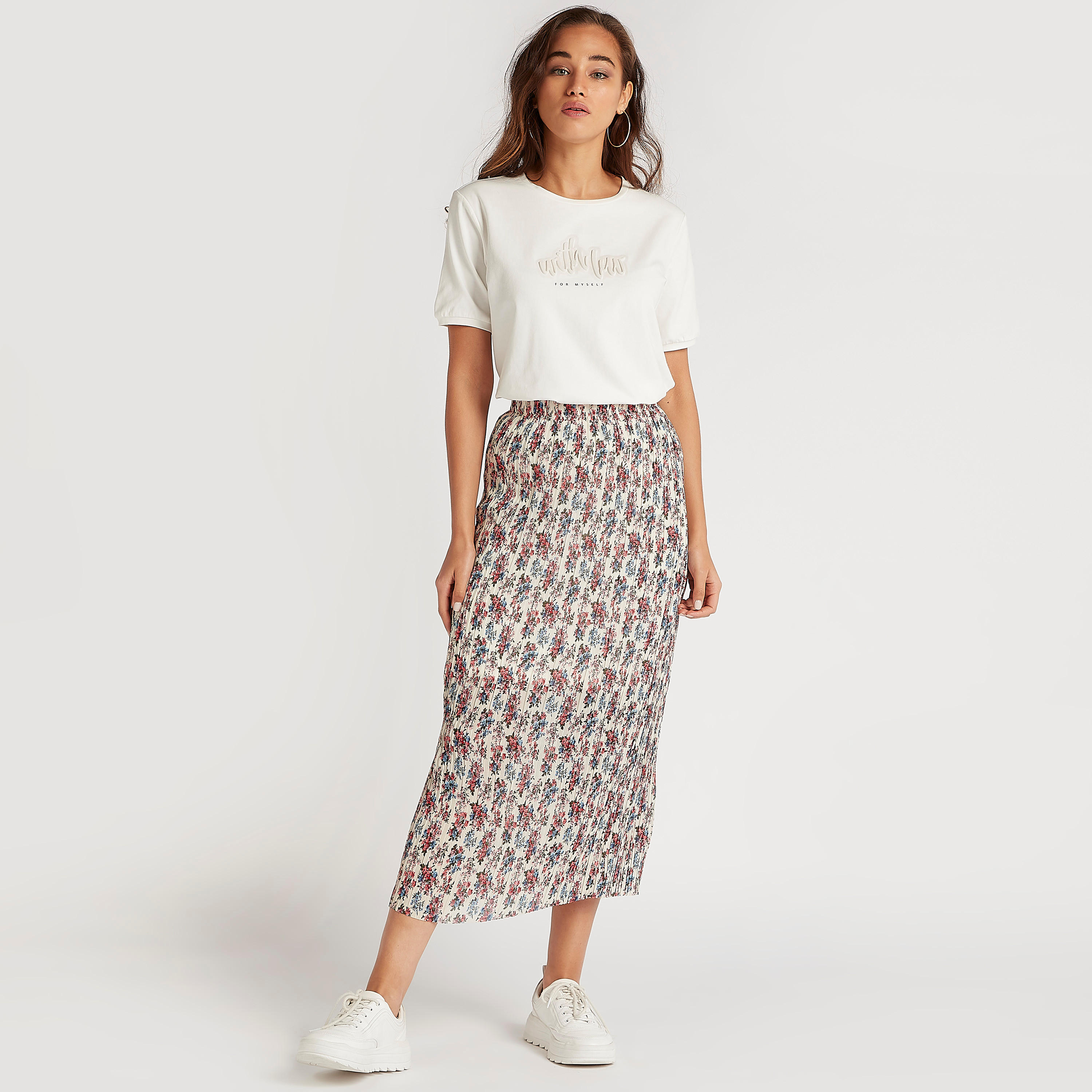 تنورة ميدي بقصة ضيّقة بطبعات أزهار وخصر مطاطي-women-clothing-bottoms-skirts-image-2